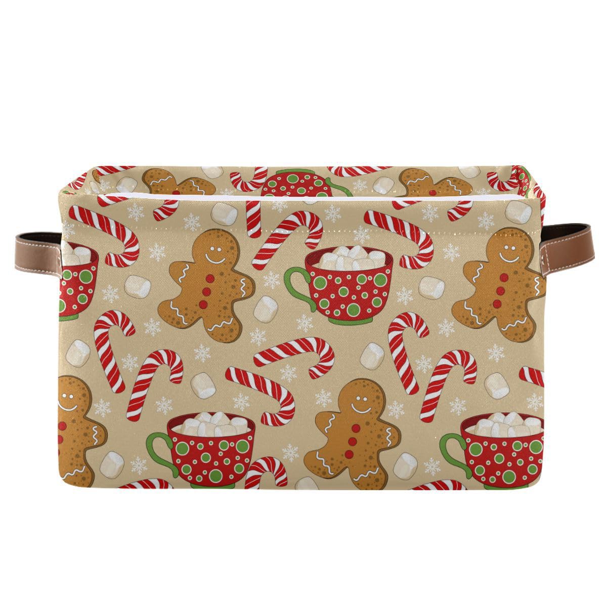 Christmas Gingerbread Man Storage Basket Fabric Kitchen Baskets Xmas Candy Cane Winter Snowflake Open Home Storage Bins Boxes Fo