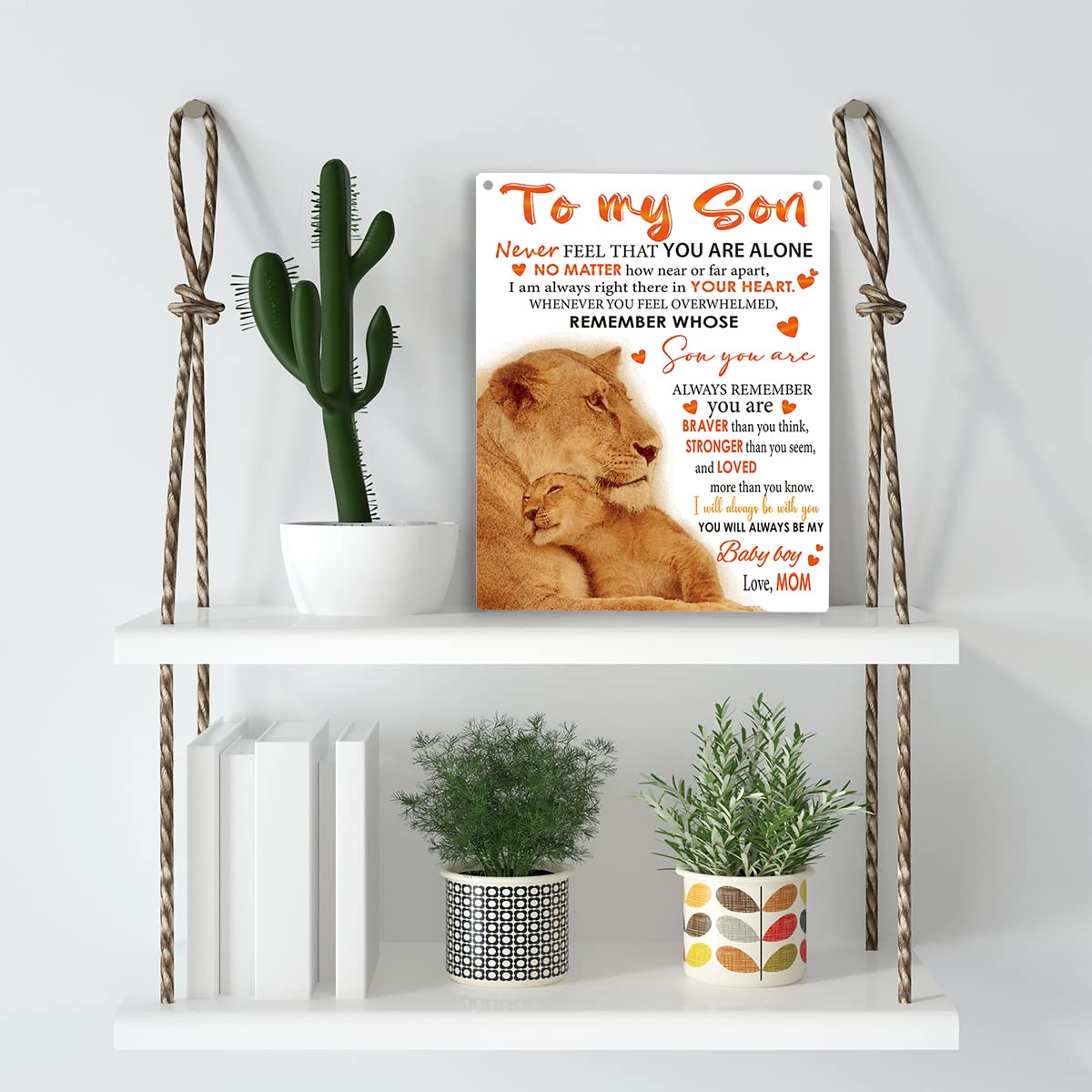 To My Son Wooden Hanging Sign from Mom Son Gifts Family Wall Decor for Bedroom Living Room Birthday Christmas Thanksgiving Gifts