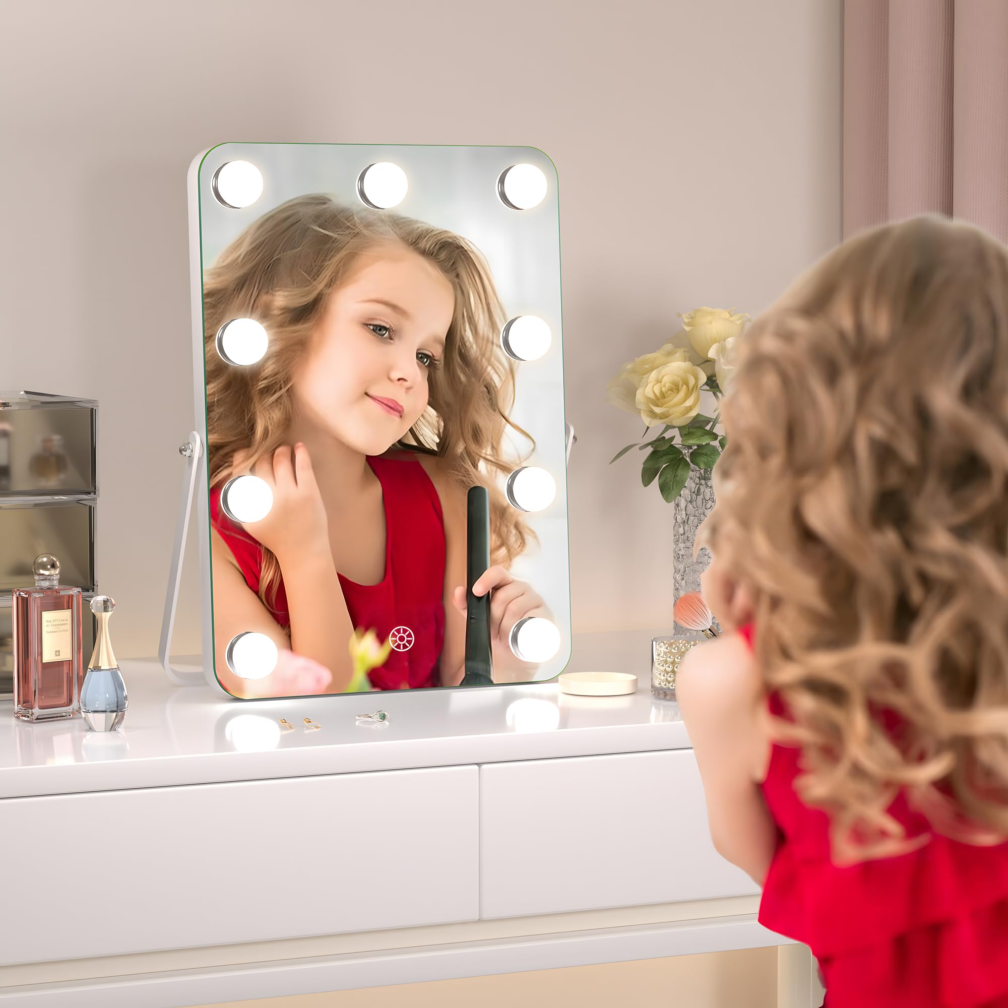 Hasipu Hollywood Vanity Mirror With Lights, 10'' X 14'' Led Makeup Mirror, 3 Modes Light, Smart Touch Control Dimmable, 360Rotat