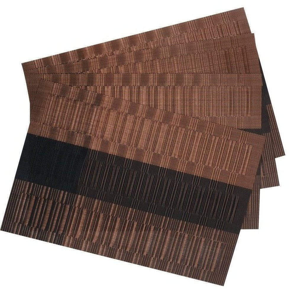 Shacos Placemats With Table Runner Set Of 7 Woven Vinyl Wipe Clean Heat Resistant Table Mats And Runner Set For Dining Table, Om