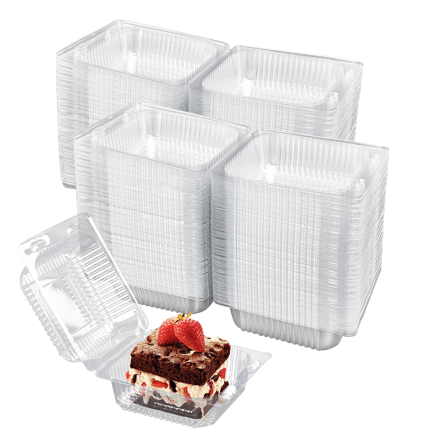IHDYPPEW 300 Pack Clam Shell Food Containers  Cake Slice Clear Take Out Food Containers  Ideal for Cake Slices, Desserts, and 
