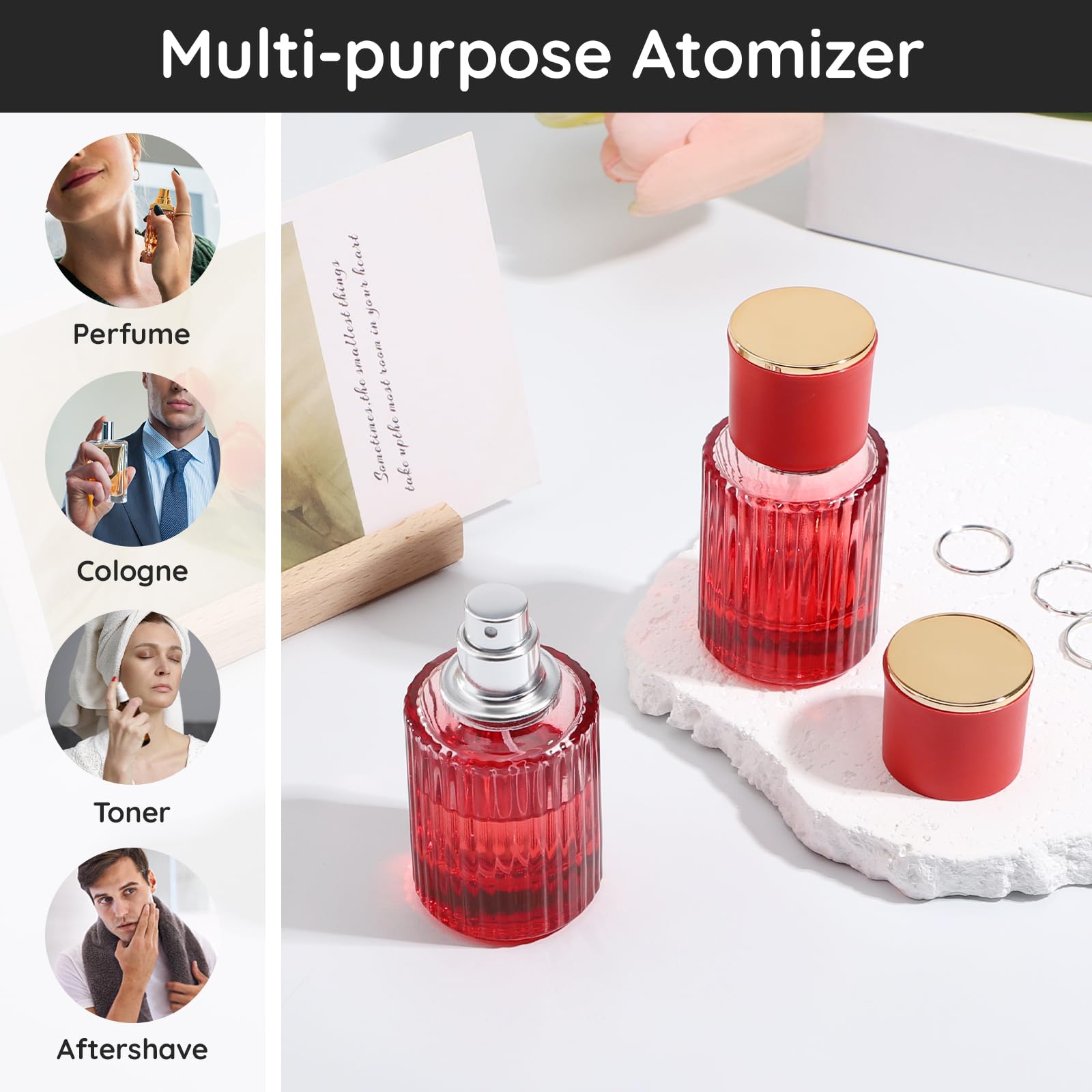 Segbeauty 1Oz Perfume Spray Bottle, 30Ml Red Vintage Refillable Perfume Bottle Glass Sprayer Bottles For Women, 2Pcs Large Cosme