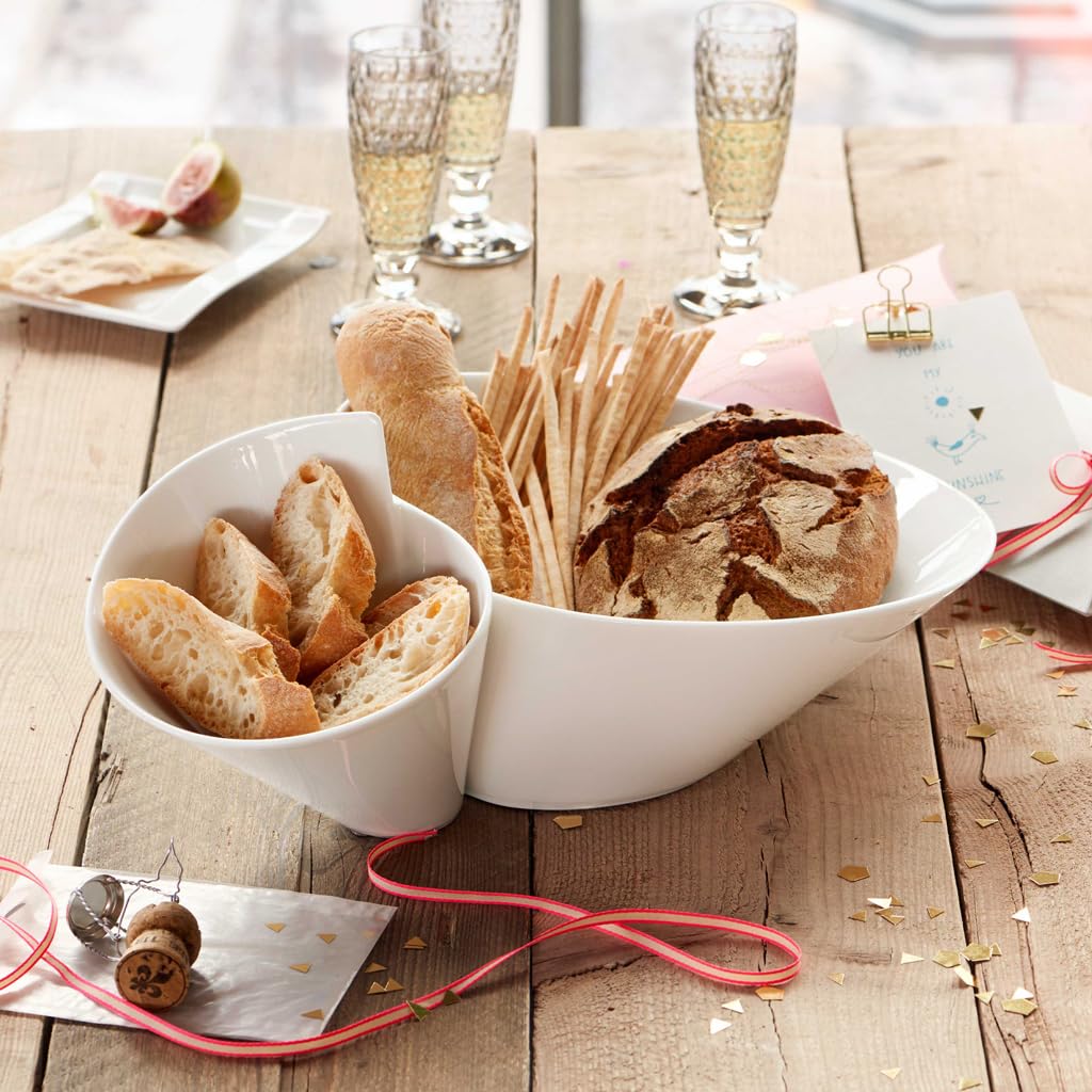 Villeroy & Boch Porcelain New Wave Chip and Dip, 19.25 inches, White