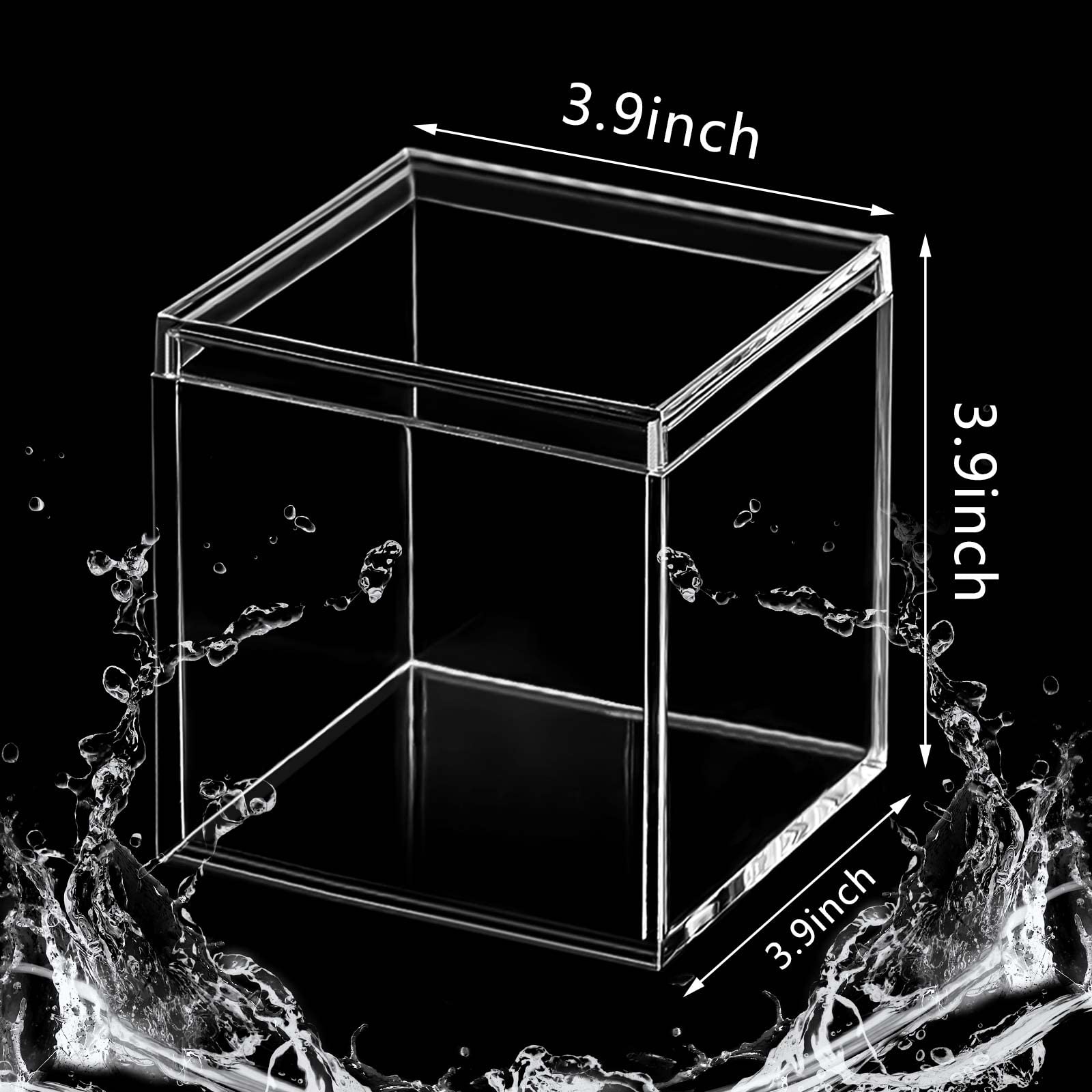 Blulu 8 Pieces Clear Acrylic Plastic Jewelry Box Mini Storage Box Mini Cube Containers with Lids for Candy and Tiny Jewelry(3.9