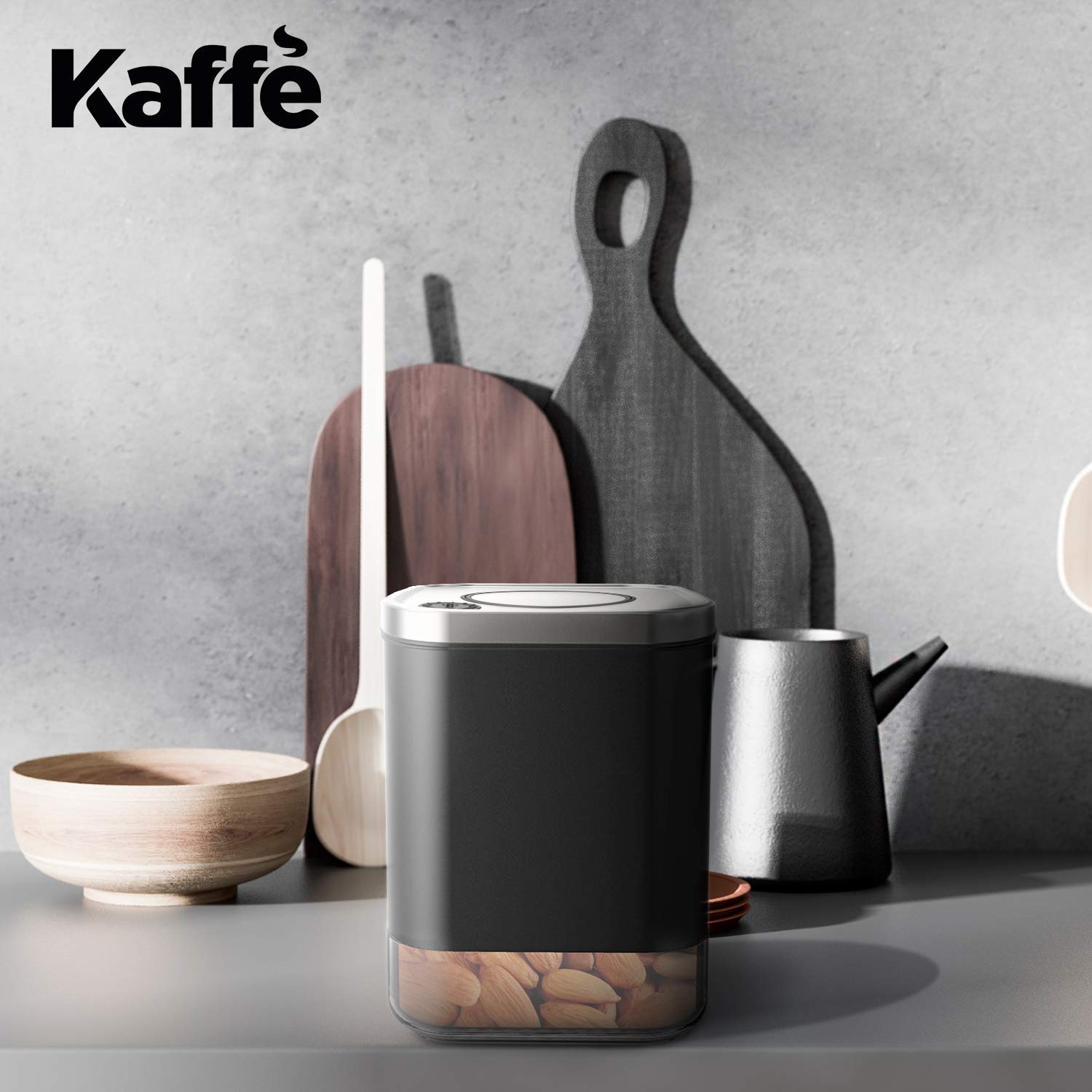 Kaffe Glass Coffee Canister (8Oz) W/Airtight Lid - Click To Release Seal - Bpa Free Glass & Stainless Steel - Elegant Kitchen St