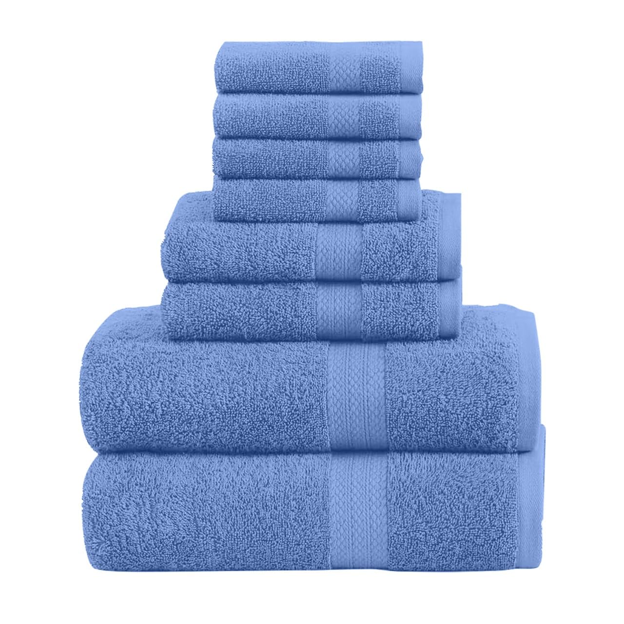 Quba Linen Towels Set Of 8 Pcs (Blue)