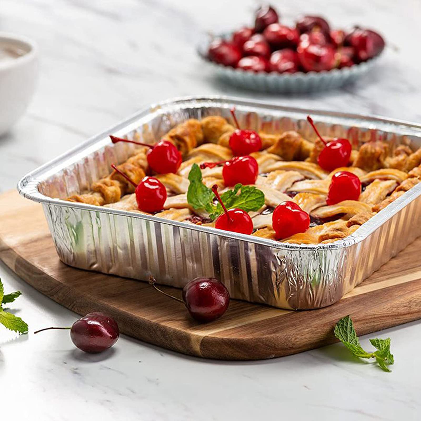 Waytiffer 25Pack- 8 X 8 Aluminum Foil Pans Disposable Heavy Duty Square Baking Cake Pans, Cooking Tins Homemade Breads Oven Pans