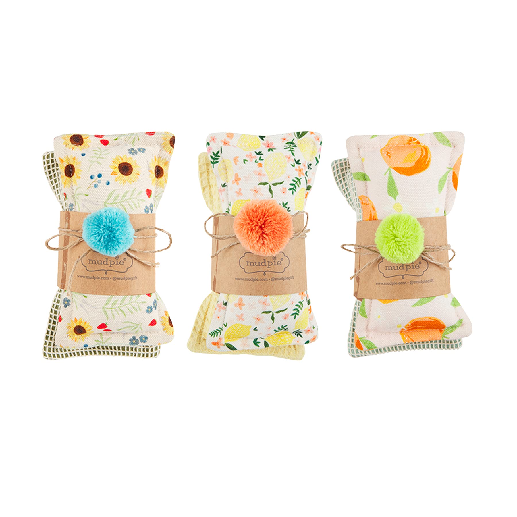 Mud Pie Fabric Sponge Set, Lemon, 5.75'' X 3.25''