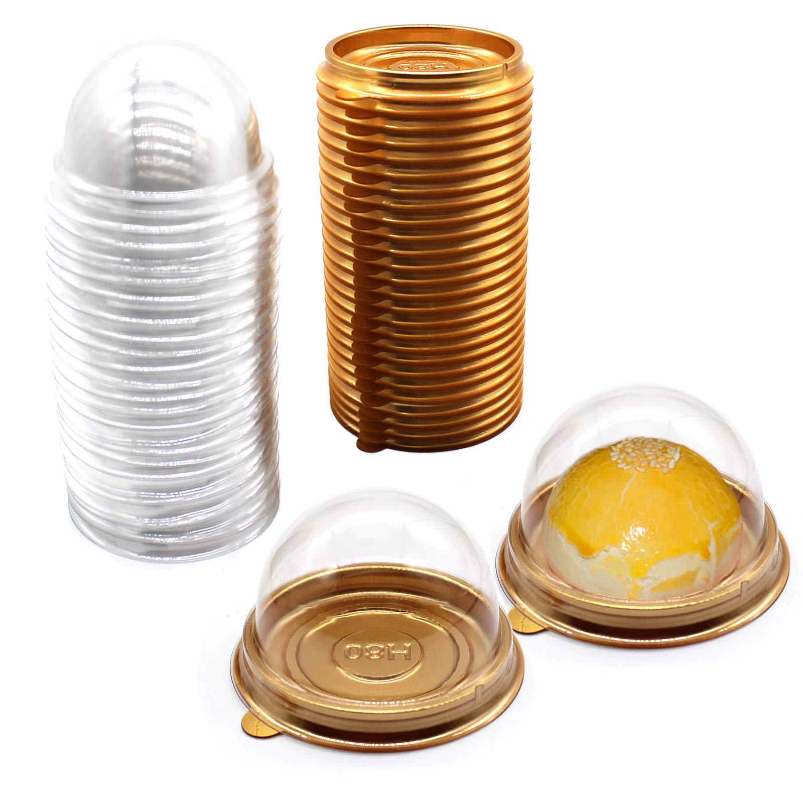 Mr.Foam Clear Plastic Mini Cupcake Container,50 Pc Desk Pet Containers Mooncake Boxes Muffin Pod Dome Desk Pet Holders Individua