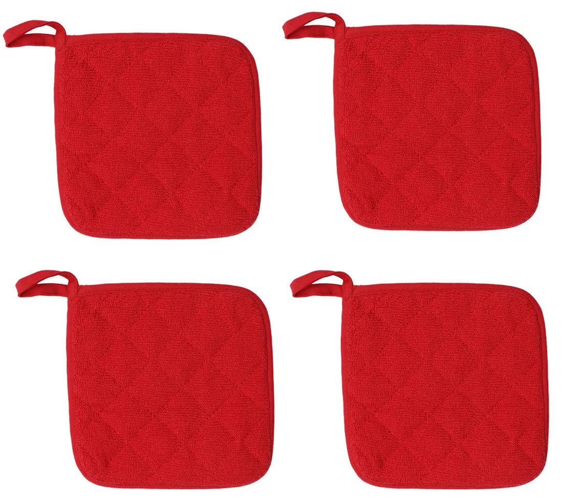 Cotton Pot Holders Cotton Made Machine Washable Heat Resistant Everyday Kitchen Basic Terry Pot Holder, Hot Pads, Trivet For Coo