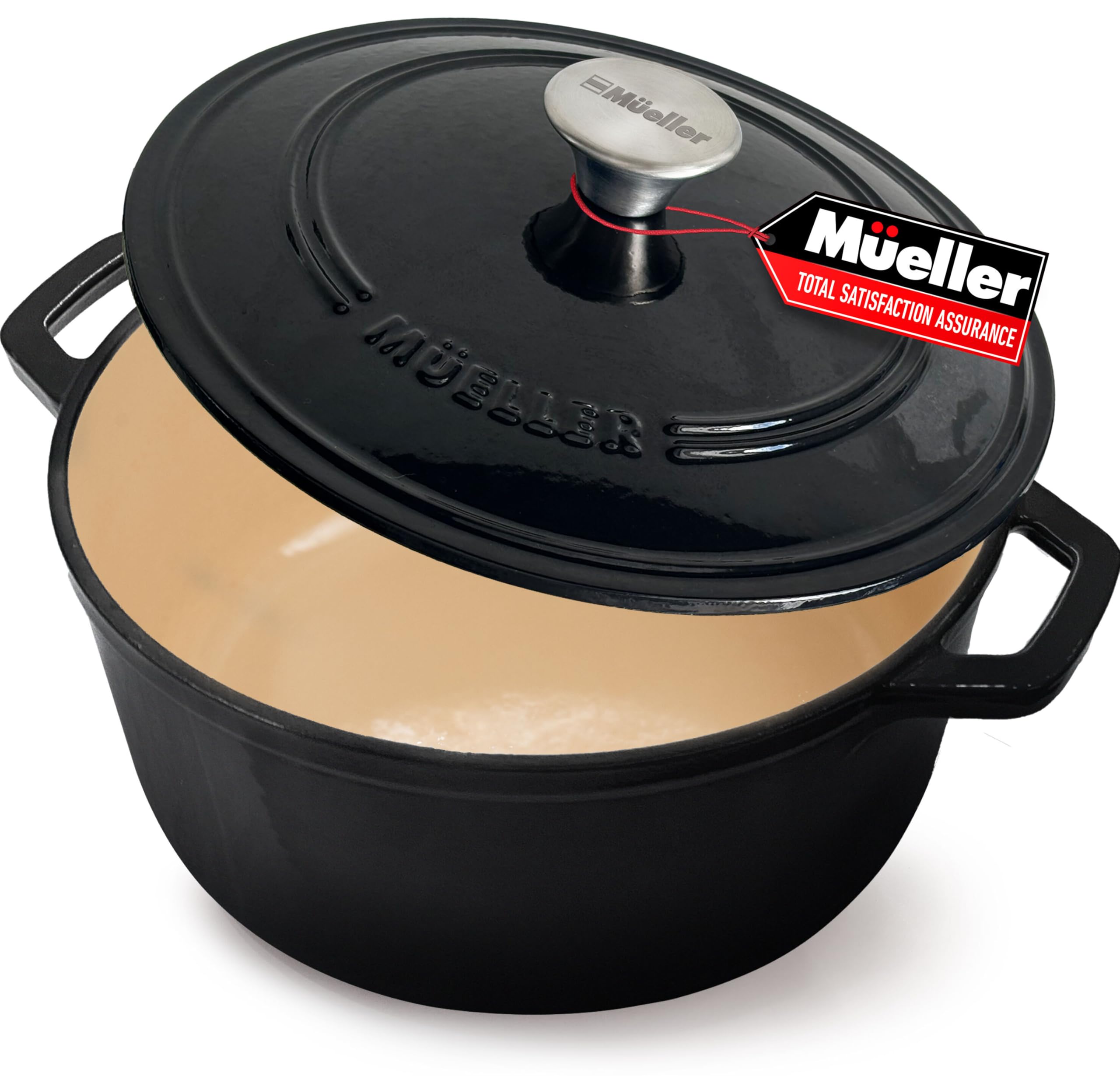MUELLER HOME 6 Quart Enameled Cast Iron Pot Dutch Oven, Heavy-Duty Oven-Safe up to 500 F, & Across All Cooktops, Casserole Dishe