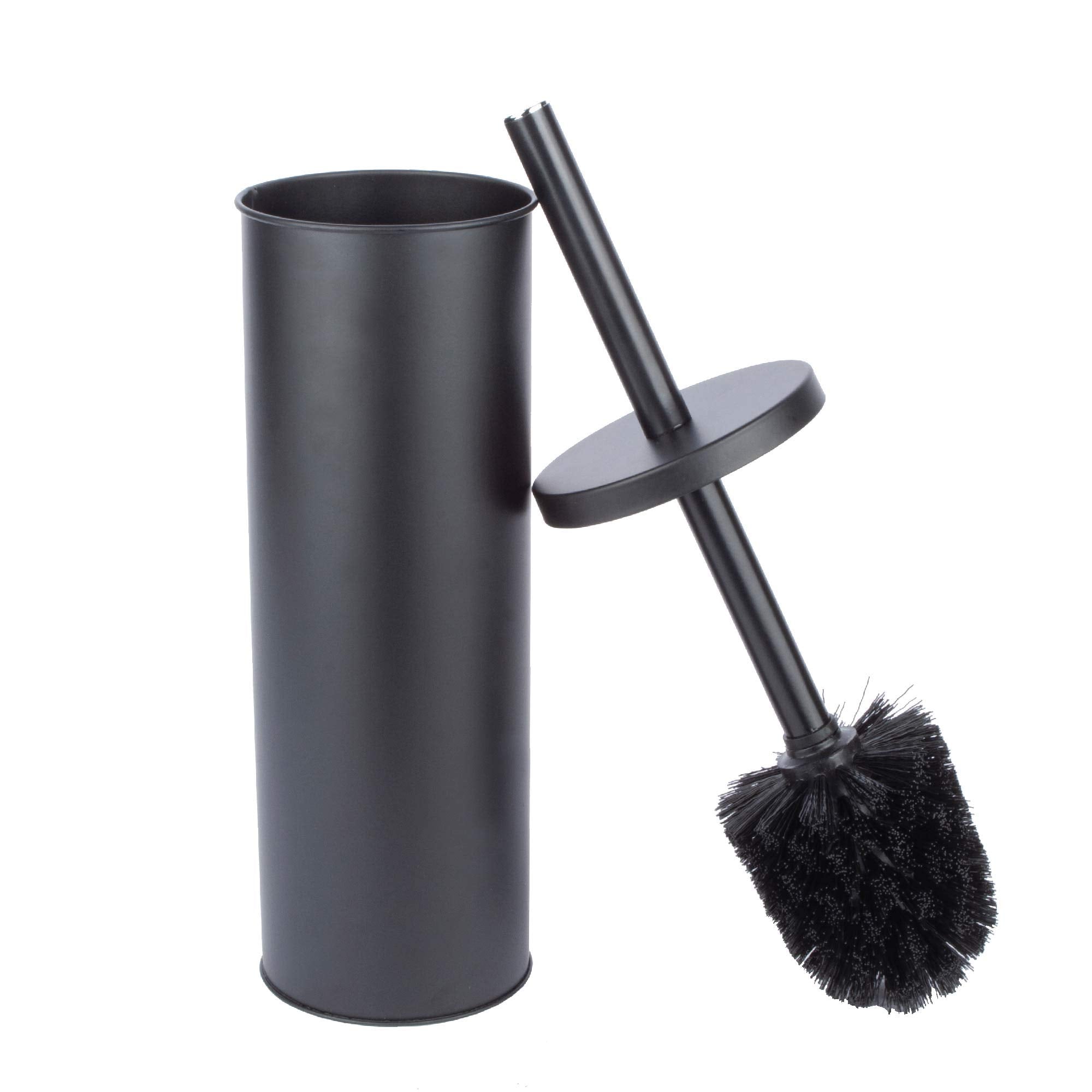 Js Jackson Supplies Sleek Toilet Brush And Holder With Metal Handle - Matte Black