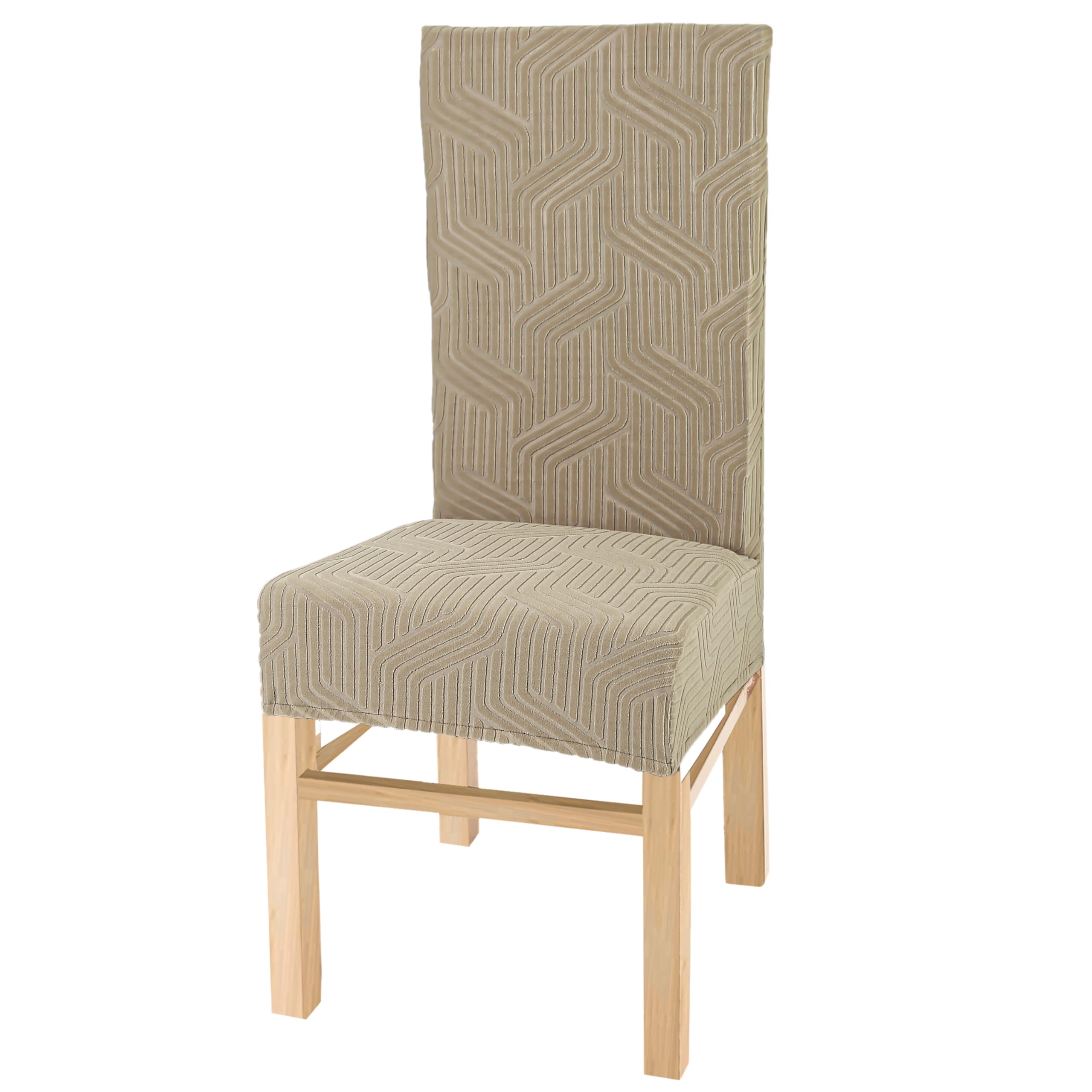 Yellow Weaves Elastic Stretchable Dining Chair Cover, Removable Washable Elastic Self Jacquard Dining Chair Covers (1 Piece, Cre