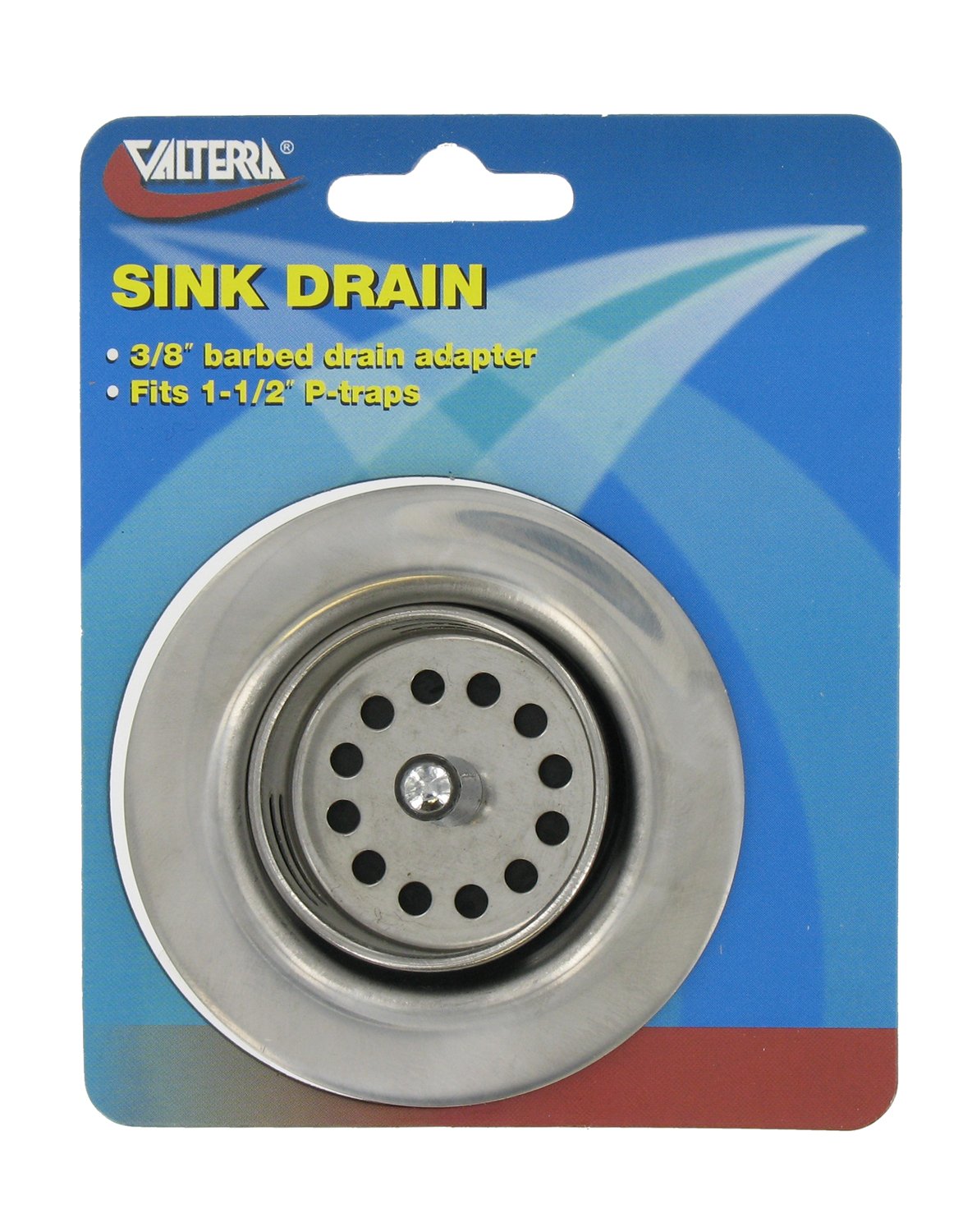 Valterra A01-2011Vp Silver Carded Sink Drain With Strainer Basket