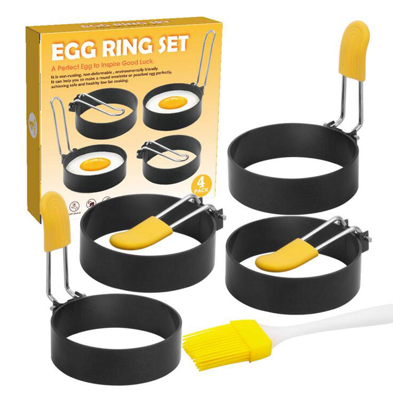 Stainless Steel Egg Ring, 4 Pack Nonstick Egg Maker Rings For Frying Eggs And Egg Mcmuffins, Egg Shaper For Frying Pan Cooking,