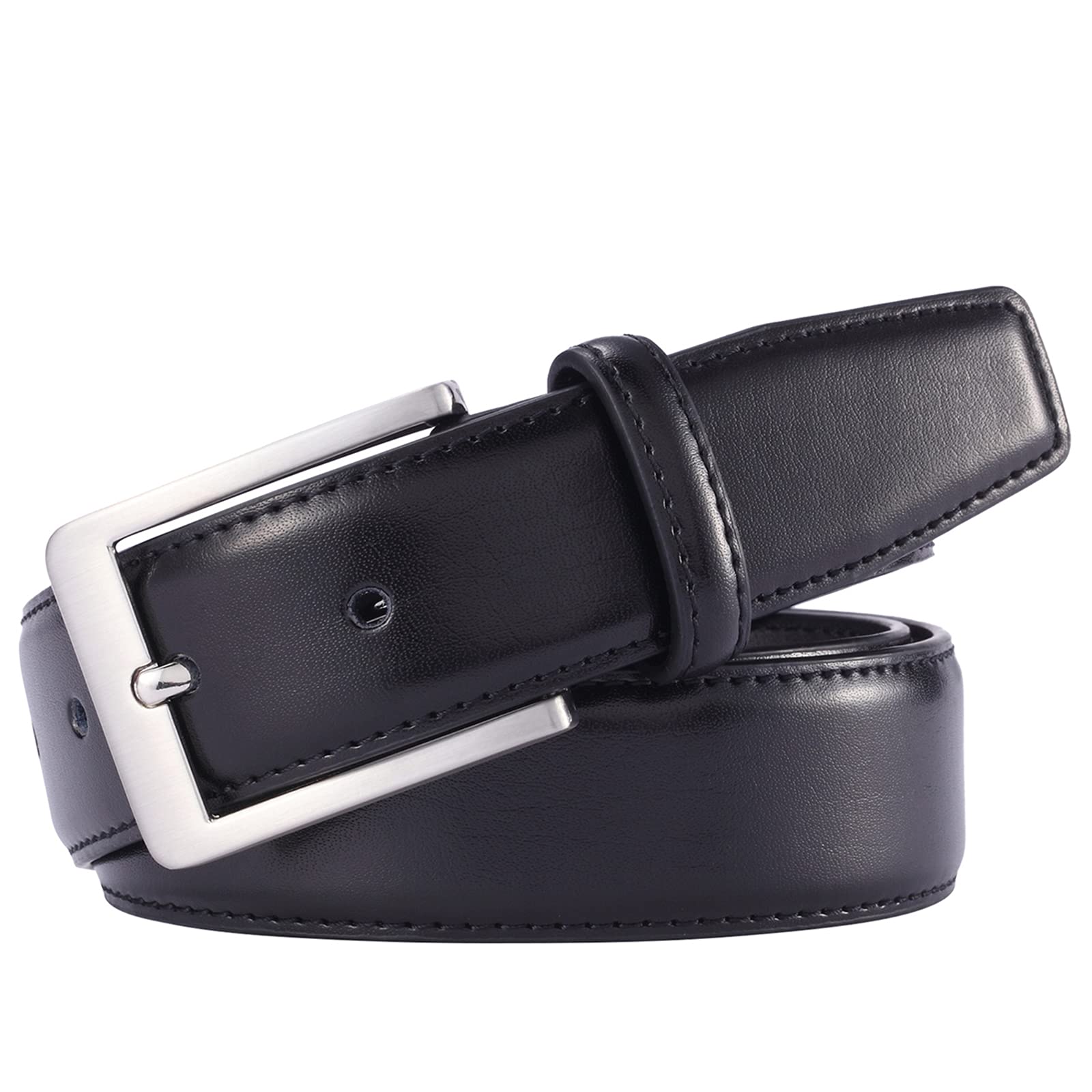 Xouxou Mens Casual Leather Jeans Belts Classic Work Business Dress Belt With Prong Buckle For Men (Black (S101), 50 (Waist 48))