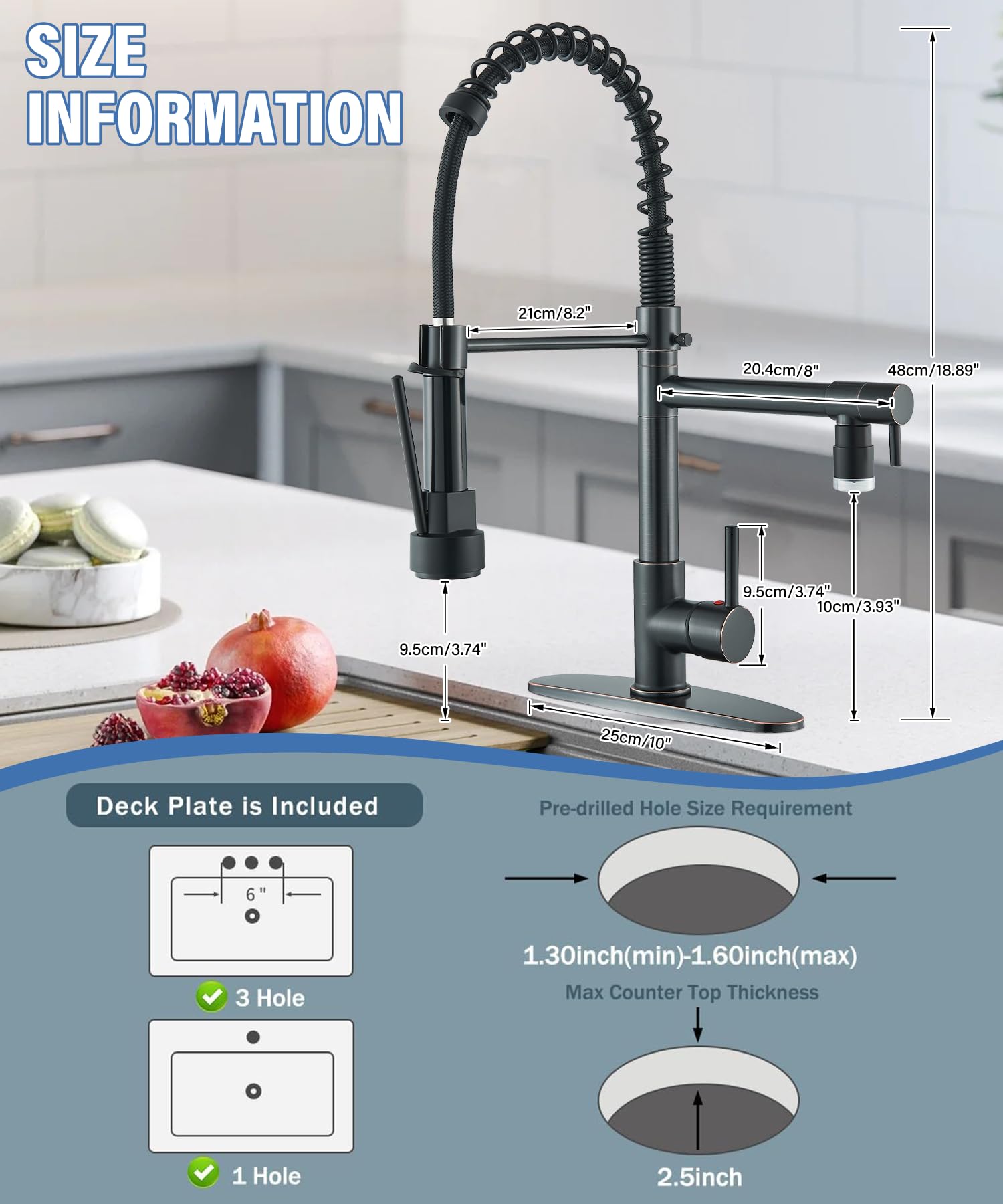 NeierThodore Commercial Pull Down Kitchen Faucet Sprayer with LED Single Handle Spring Kitchen Sink Faucet with Lock Sprayer High Arc Oil Rubbed Bronze Kitchen Faucets