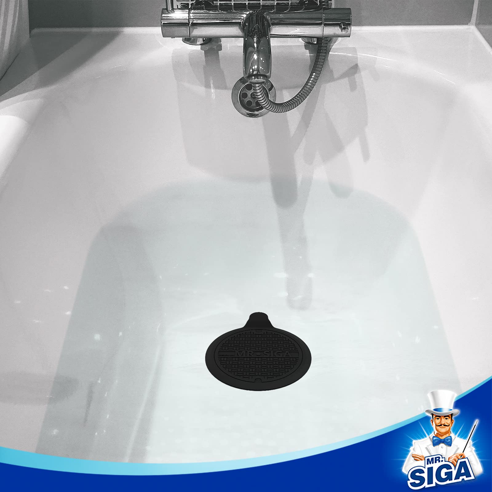Mrsiga Silicone Bathtub Stopper, Drain Stopper For Shower, Sink, 51 Diameter, Black, 3 Pack