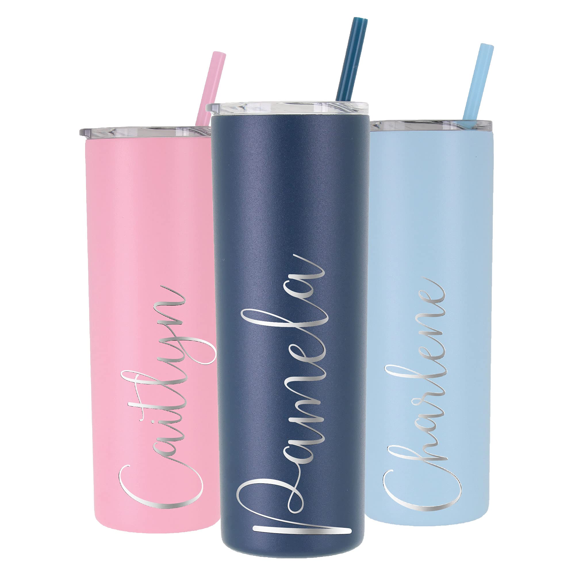 Avito Personalized Tumbler - Laser Engraved - 20 Oz Stainless Steel Skinny Tumbler - Includes Straw And Lid - Vacuum Insulated -