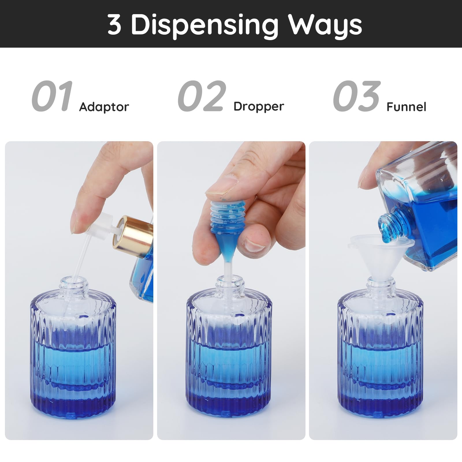 Segbeauty 1Oz Glass Perfume Bottle Empty, 30Ml Vintage Refillable Travel Spray Bottle, Pack Of 2 Blue Perfume Atomizer, Large Tr
