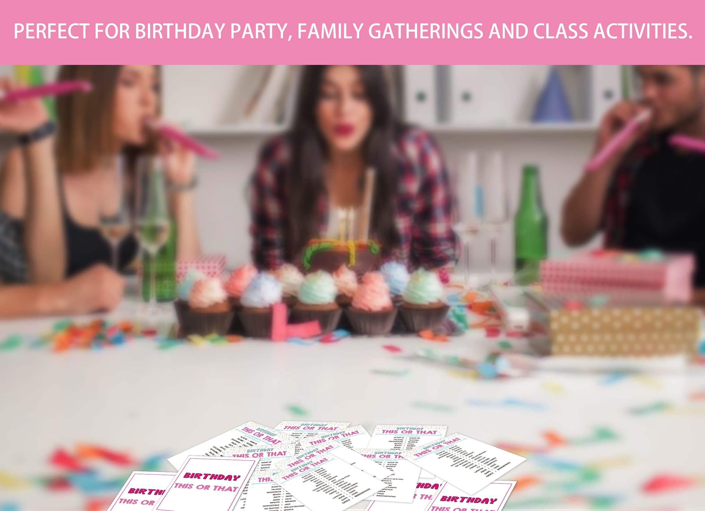 Disfuco Birthday Game Cards - 30 Multicolor Cards For Kids, Teens, Sisters, Class Students, Girls' Parties