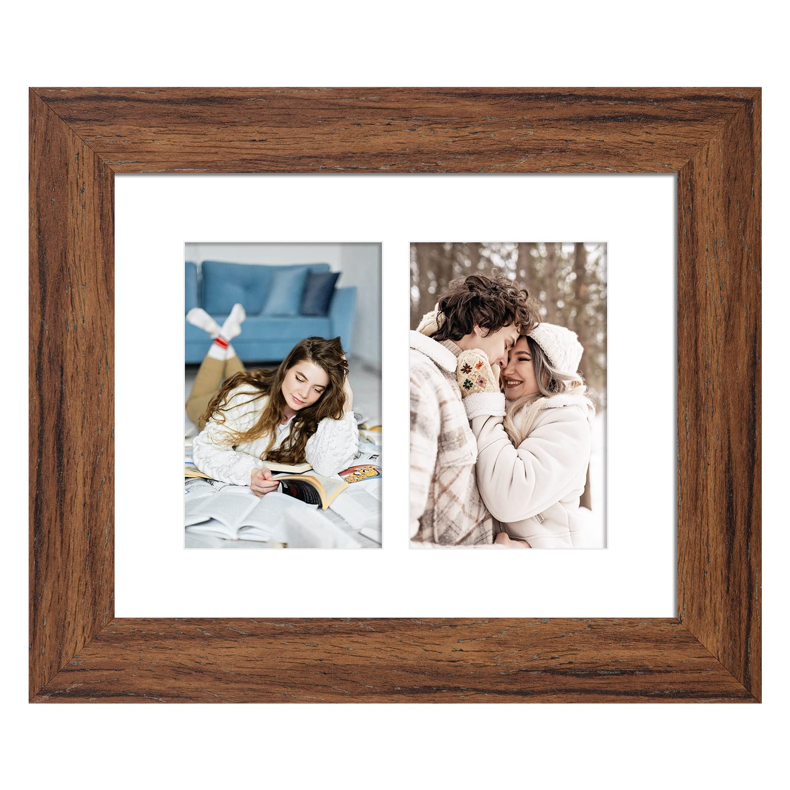 Gaevuian 8x10 Picture Frame Display Double 4X6 Picture Frame Collage,Multi Photo Frame with Mat,Plexiglass,Wall or Tabletop Deco