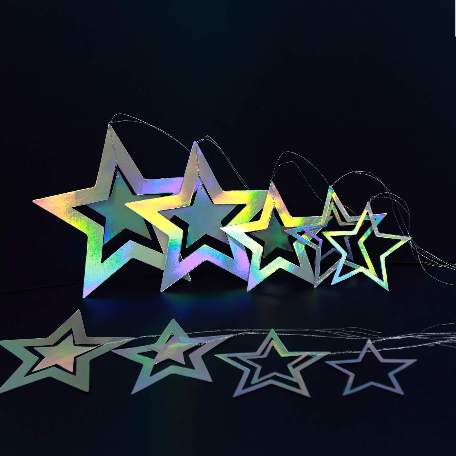 Cheerland Star Party Decoration Iridescent Party Supplies Holographic Twinkle Little Stars Garlands Hanging Euphoria Party Decor