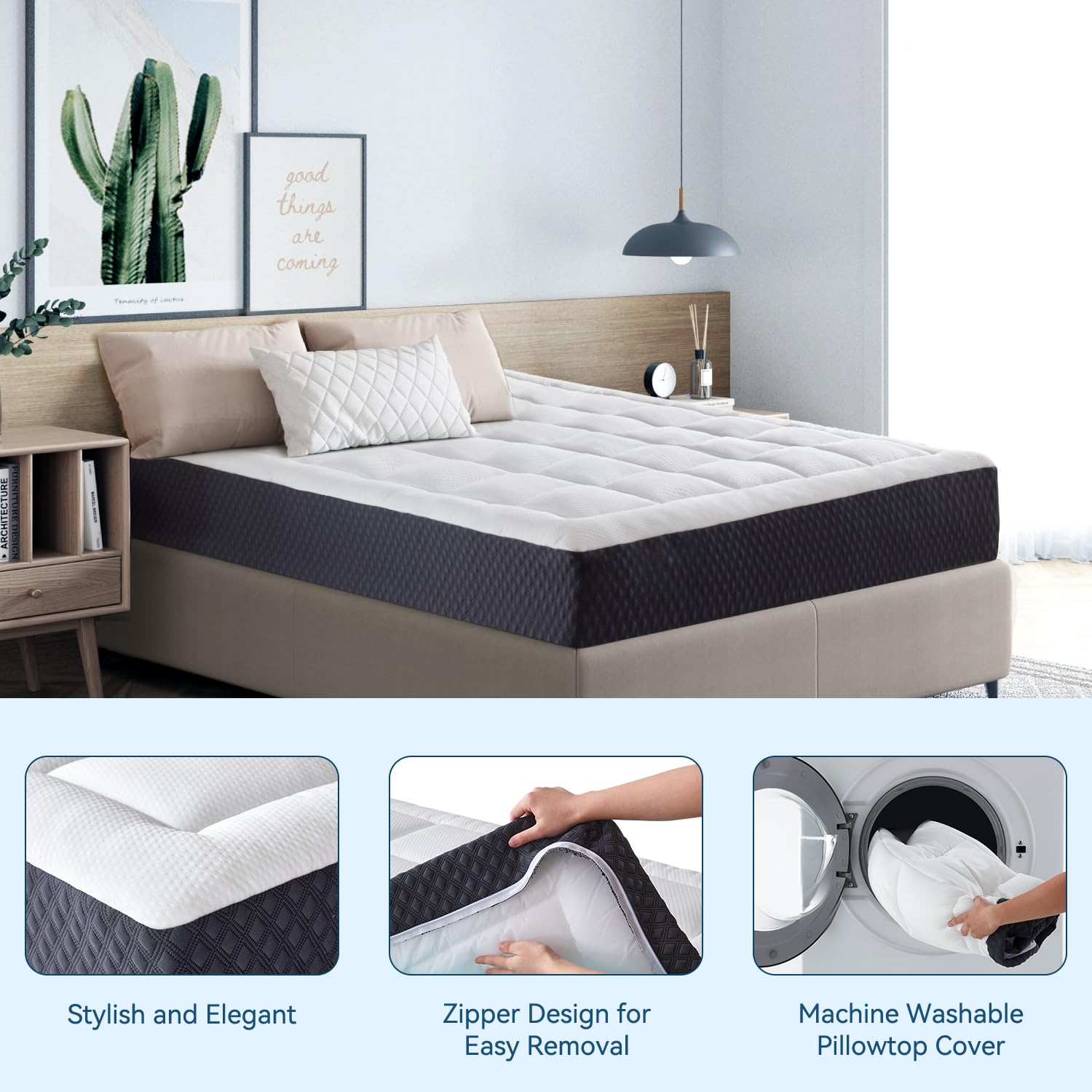 Onenice 12 Inch Full Mattress In A Box, Breathable Gel-Memory Foam Plus Pillowtop Mattress For Pressure Relief, Certipur-Us Cert
