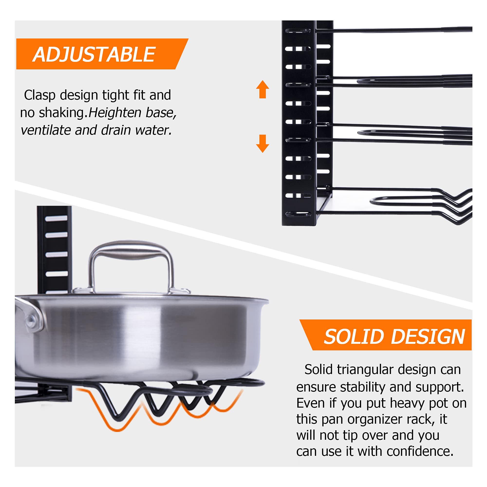 Zhoho Tant Pan Organizer Rack For Cabinet Pot Rack With 3 Diy Methods 8 Tiers Adjustable Pots And Pans Organizer Under Cabinet F