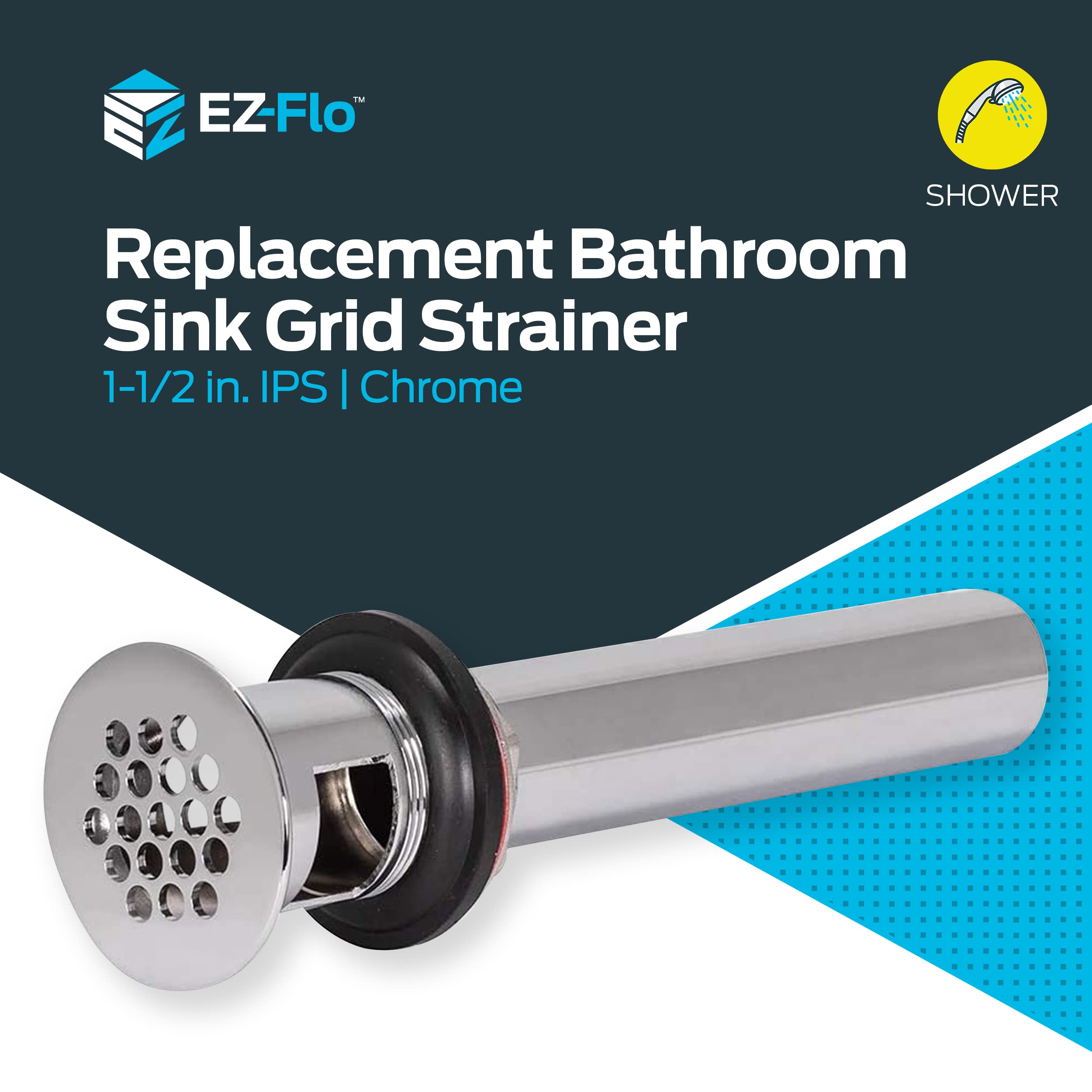 Ez-Flo 1-1/2 Inch Ips Replacement Bathroom Sink Grid Strainer, Chrome, 35072