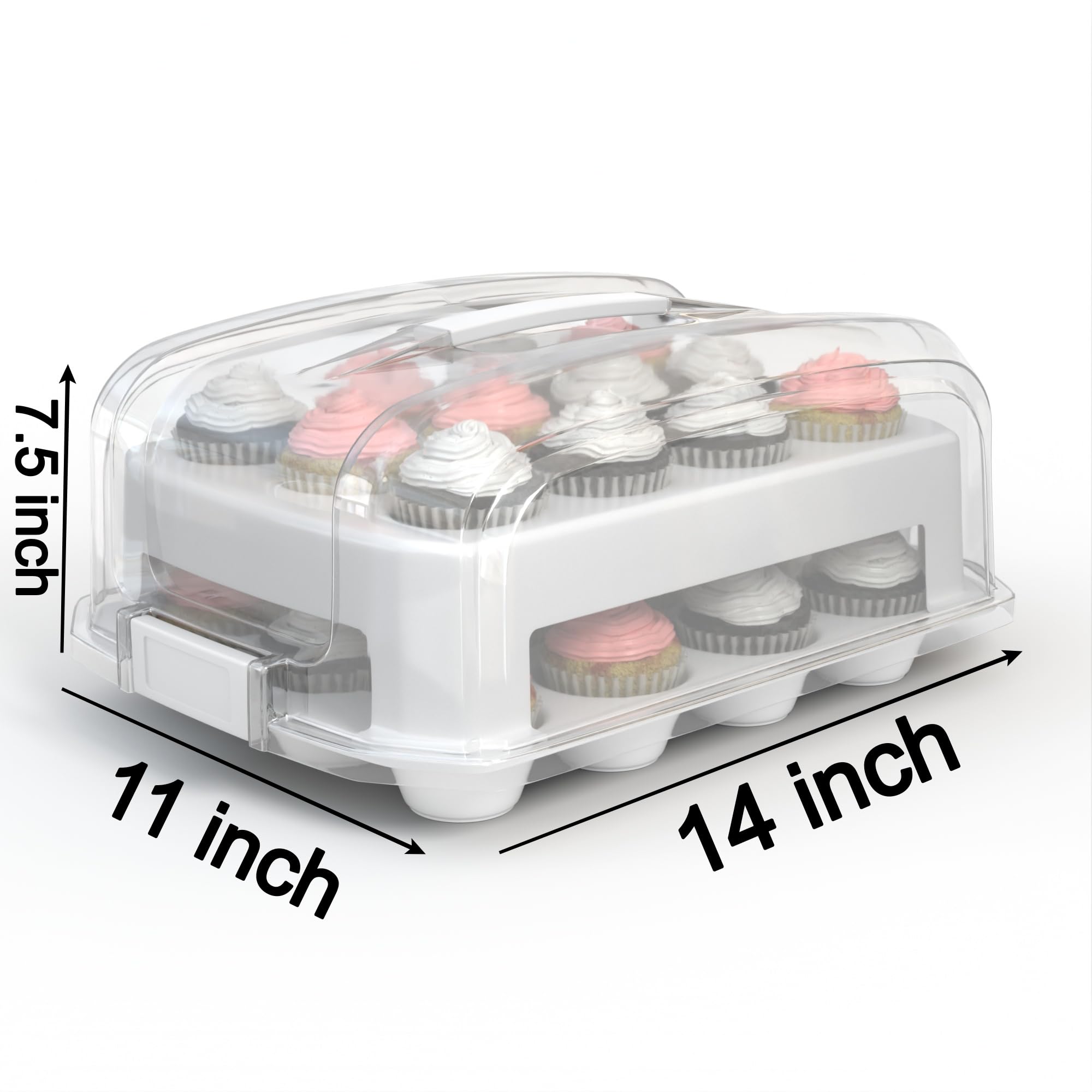 Top Shelf Elements Cupcake Carrier, Fashionable White Cupcake Holder Carries 24 Standard-Size Cupcakes, Durable Muffin Traveler