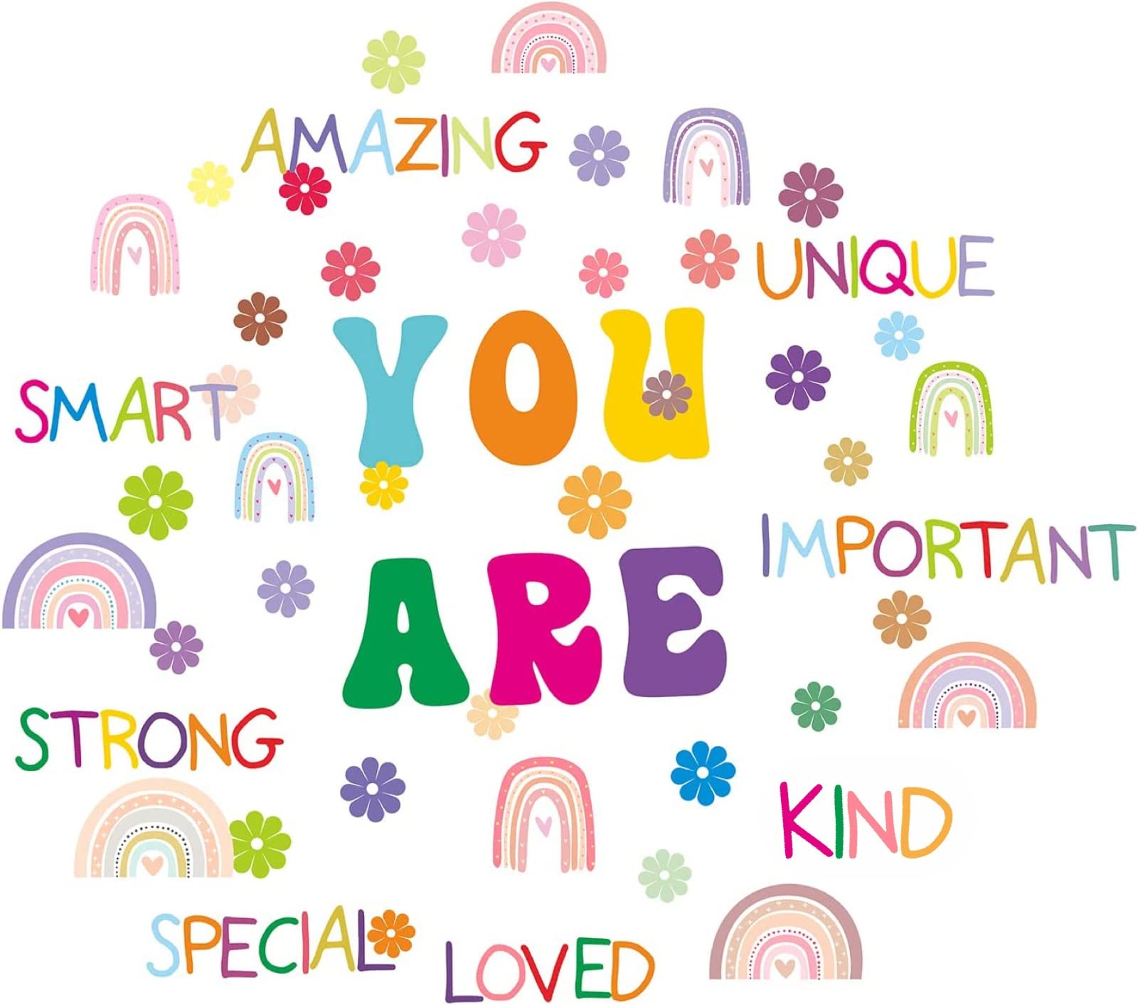 Colorful Inspirational Wall Decals You Are Quote Wall Stickers Small Flower Rainbows Wall Decals Motivational Phrases Wall Stick