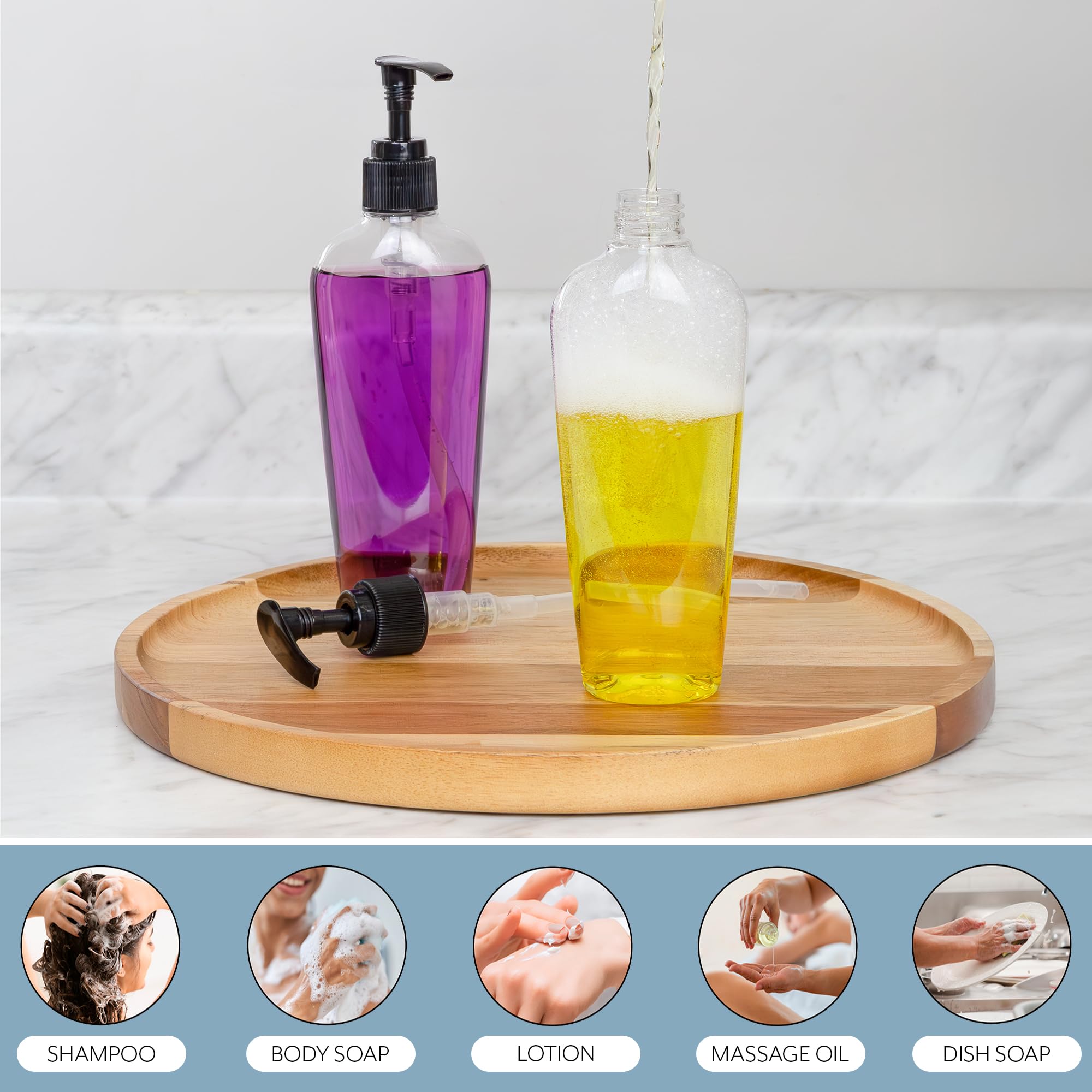 Cornucopia 8-Ounce Clear Oval Plastic Lotion Bottles w/Pump Dispensers (8-Pack) - Ideal for Lotion, Liquid Soap, Baby & Hand Care