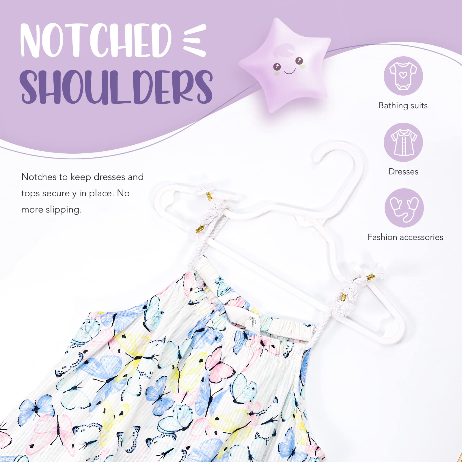 House Day Plastic Baby Hangers For Closet 20 Pack, Durable Plastic Kids Hangers For Baby Clothes, Thin & Compact Childrens Hange
