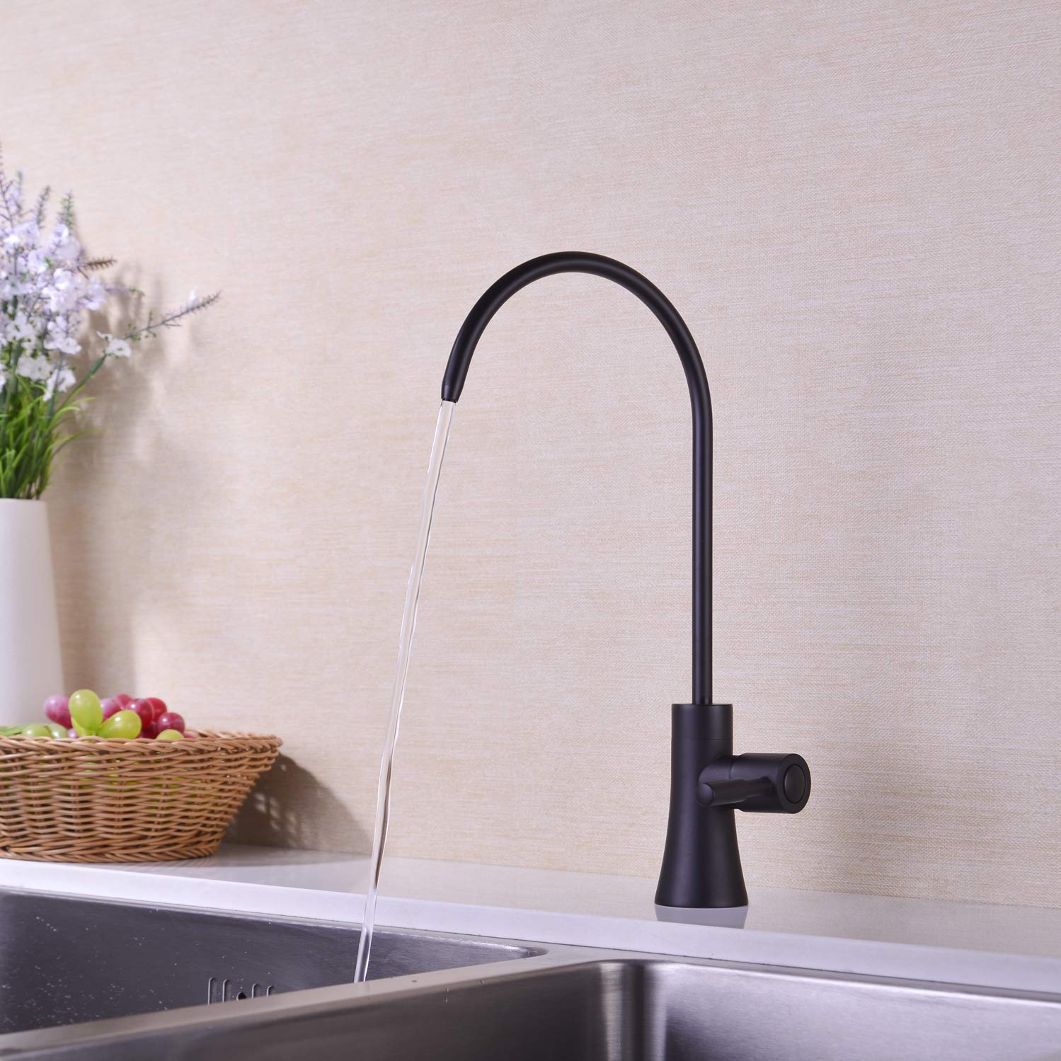 EKRTE Commercial Water Filtration Faucet Brass Drinking Water Purifier Faucet  Matte Black Kitchen Bar Sink Drinking Water Purifier Faucet