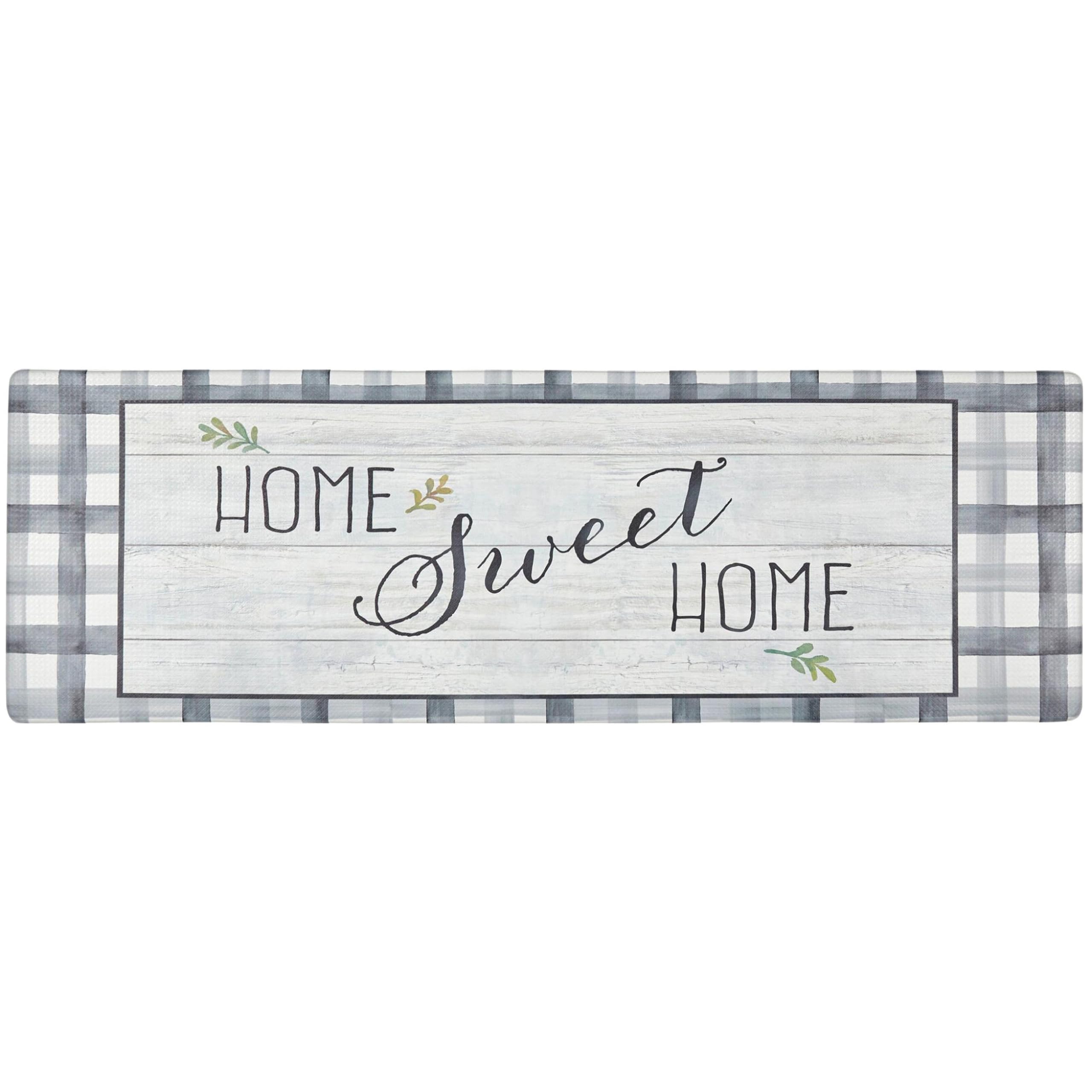 Home Dynamix Cozy Living Home Sweet Home Farmhouse Buffalo Check Border Runner Anti-Fatigue Kitchen Mat, Non-Slip Floor Mat, Pad