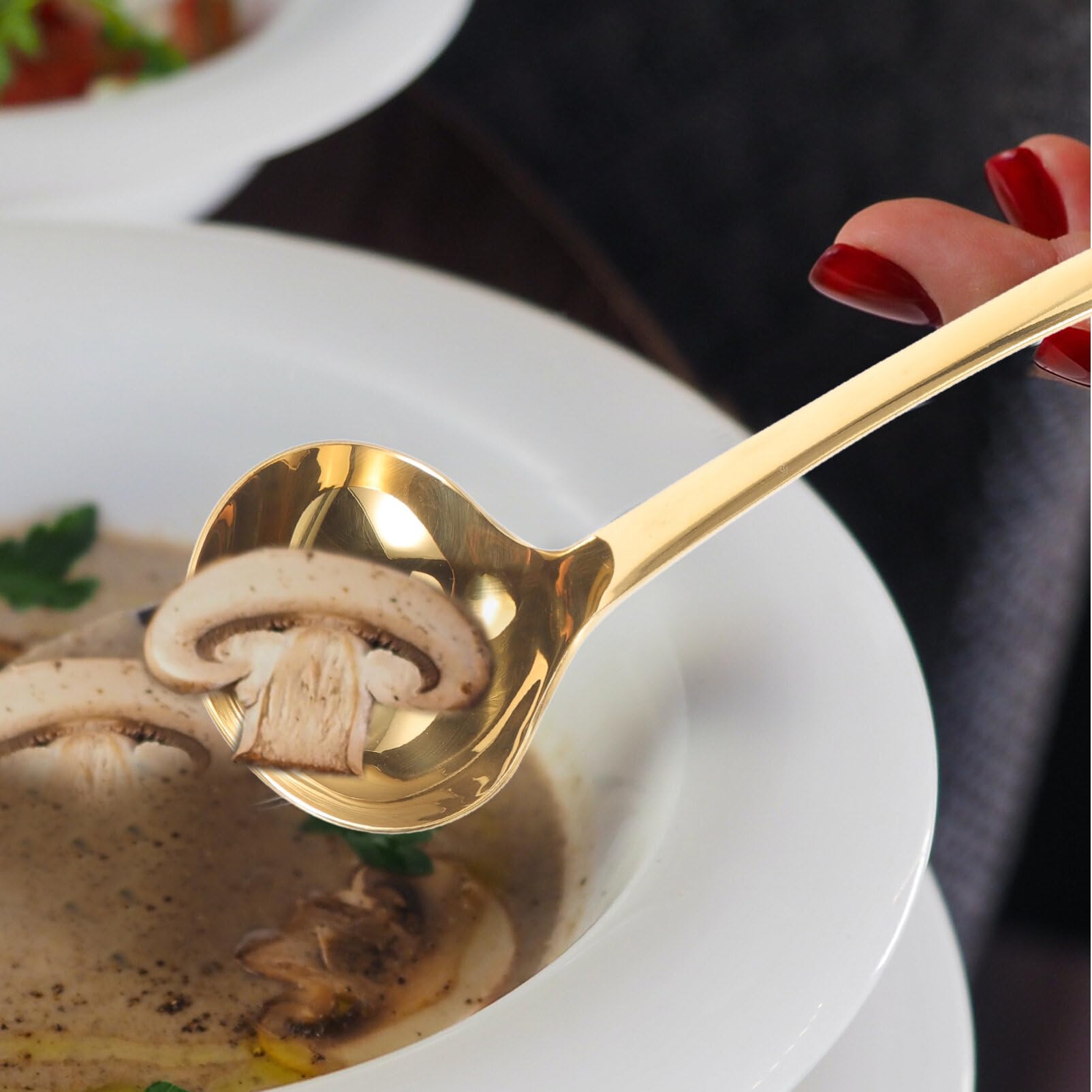 Luxshiny Golden Soup Ladle Spoon 18Cm/7Inch Stainless Steel Soup Scoop Cooking Ladle Food Serving Scoop Gold Serving Utensil For