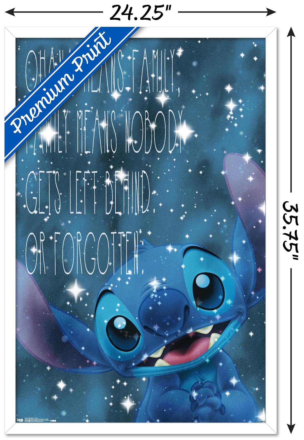 Trends International Disney Lilo And Stitch - Ohana Wall Poster, 22.375'' X 34'', White Framed Version
