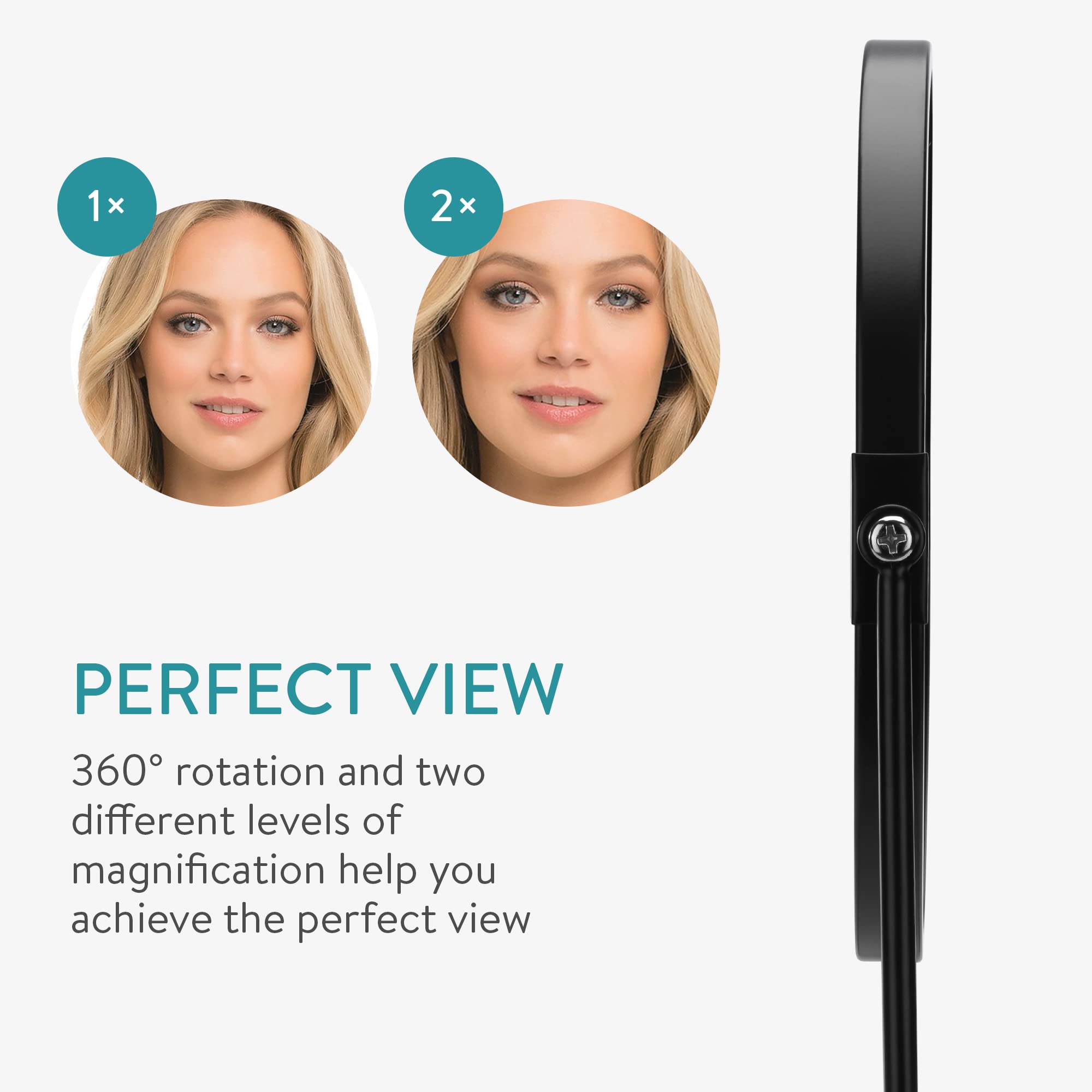 Navaris Cosmetic Mirror For Table Top - Desktop Mirror For Makeup And Grooming - Double Sided With 2X Magnification Mirror, 7.6'