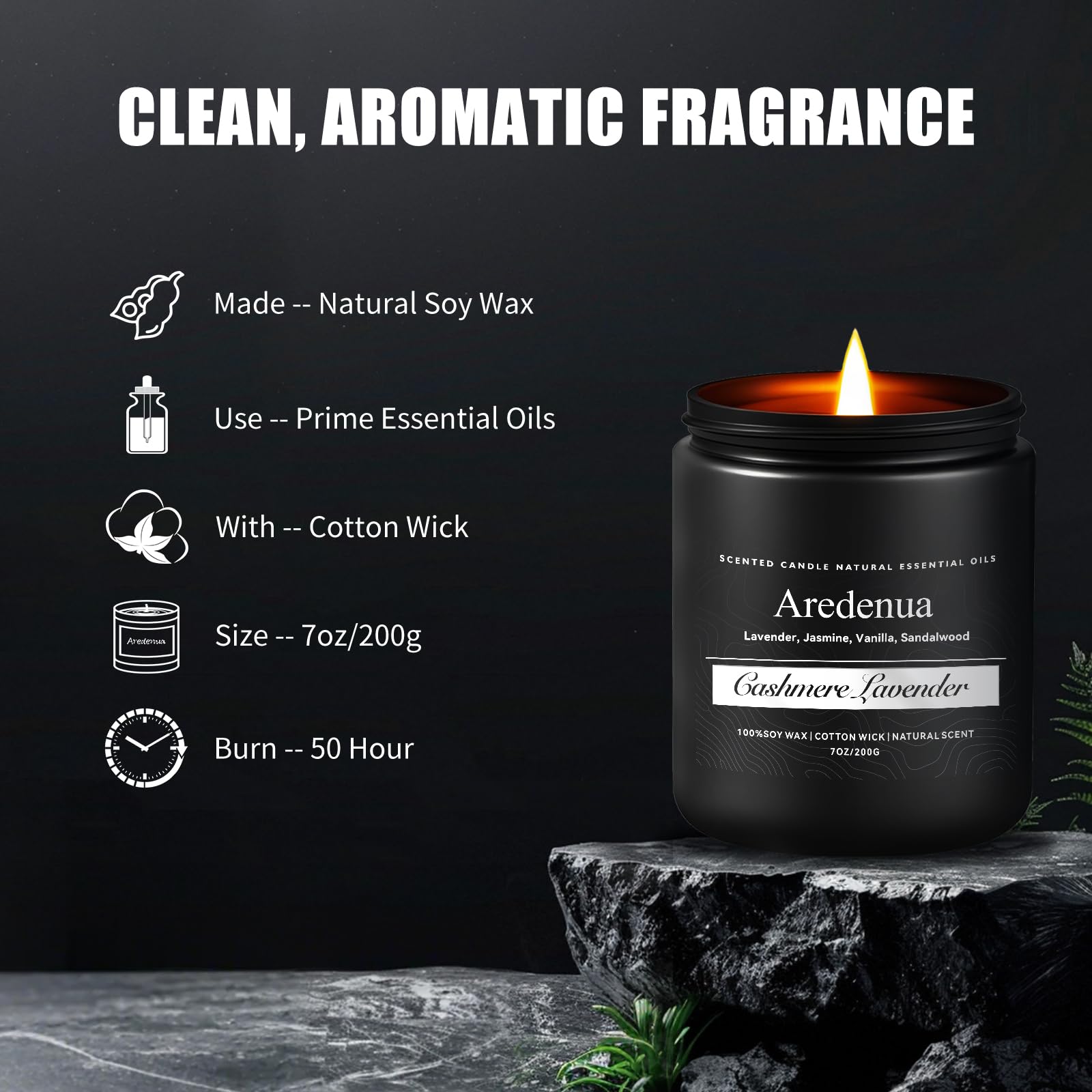 Cashmere Lavender Candle - Soy Candles for Home Scented, Relaxing Aromatherapy Candle for Women Men - 7oz Long Lasting Candles G