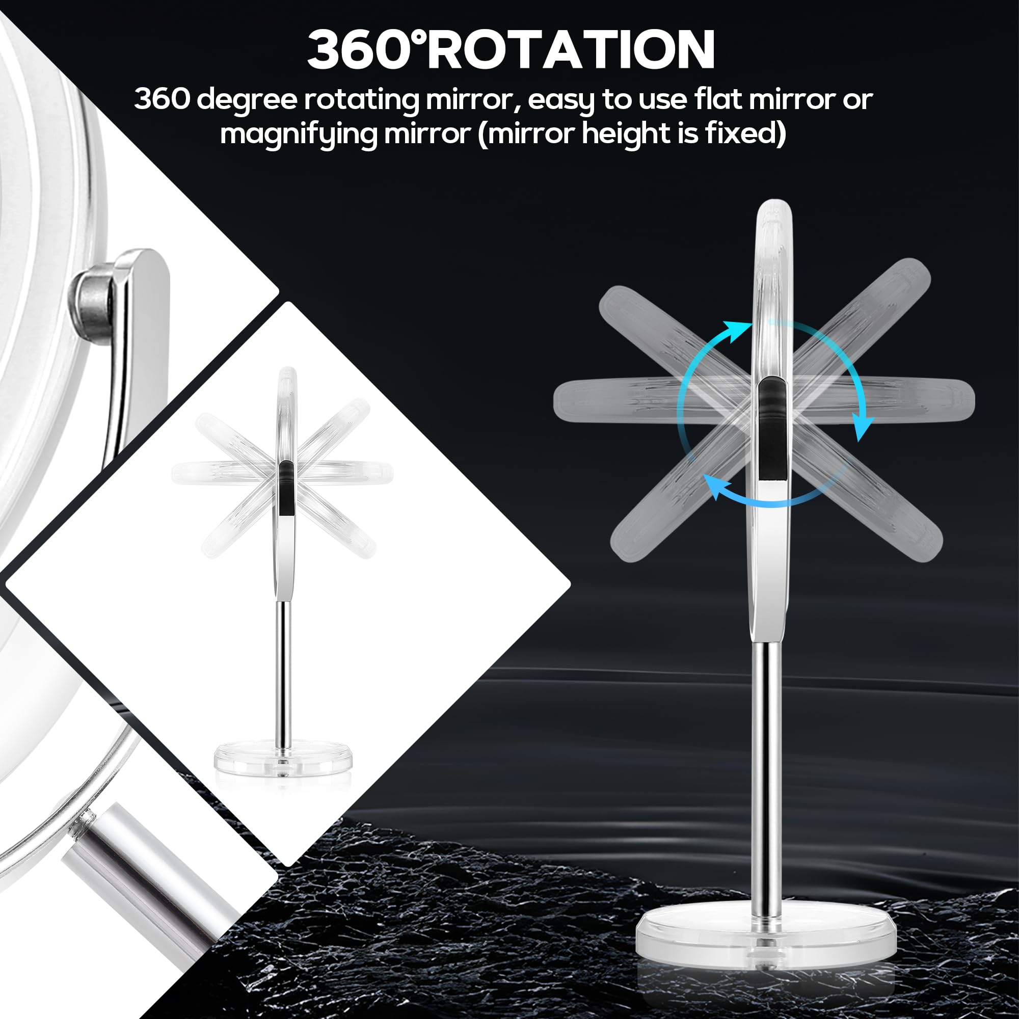 MIYADIVA 30X Magnifying Makeup Mirror - Double-Sided Vanity Stand, 8" Plastic, Travel-Friendly Design