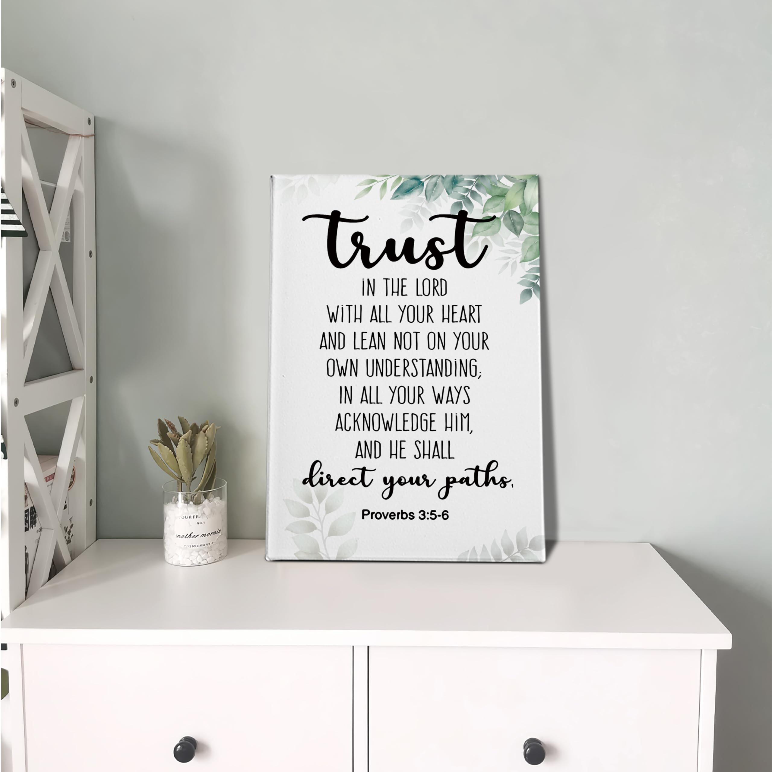 Phamte Proverbs 3:5-6 Trust In The Lord With All Your Heart Christian Wall Art, Bible Scripture Wall Decor,Christian Bible Scrip