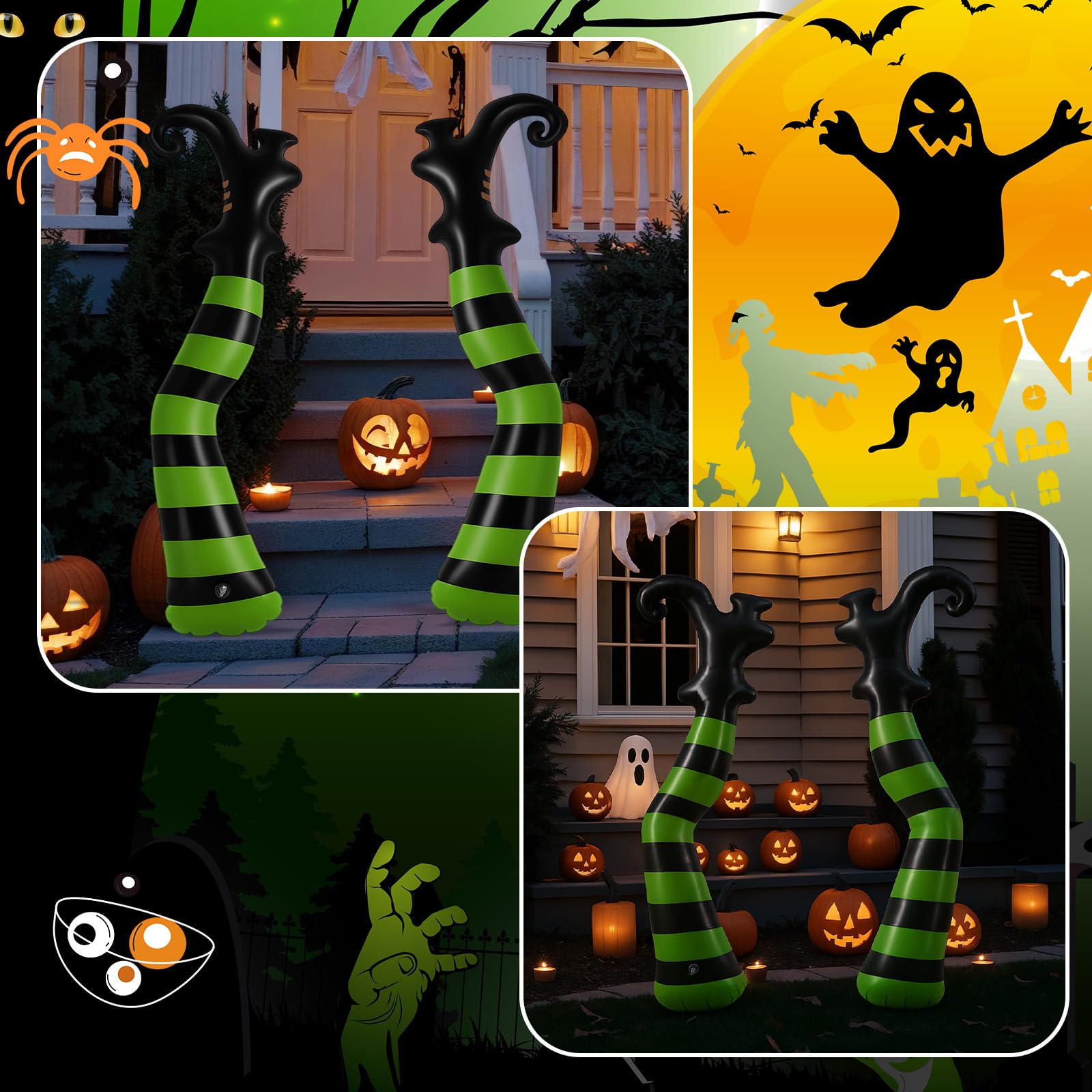 Soulchen Set of 2 Halloween Witch Legs Yard Decoration 27.6 x 7.9 Inch Inflatable Evil Witch Legs Props Large Halloween Upside D