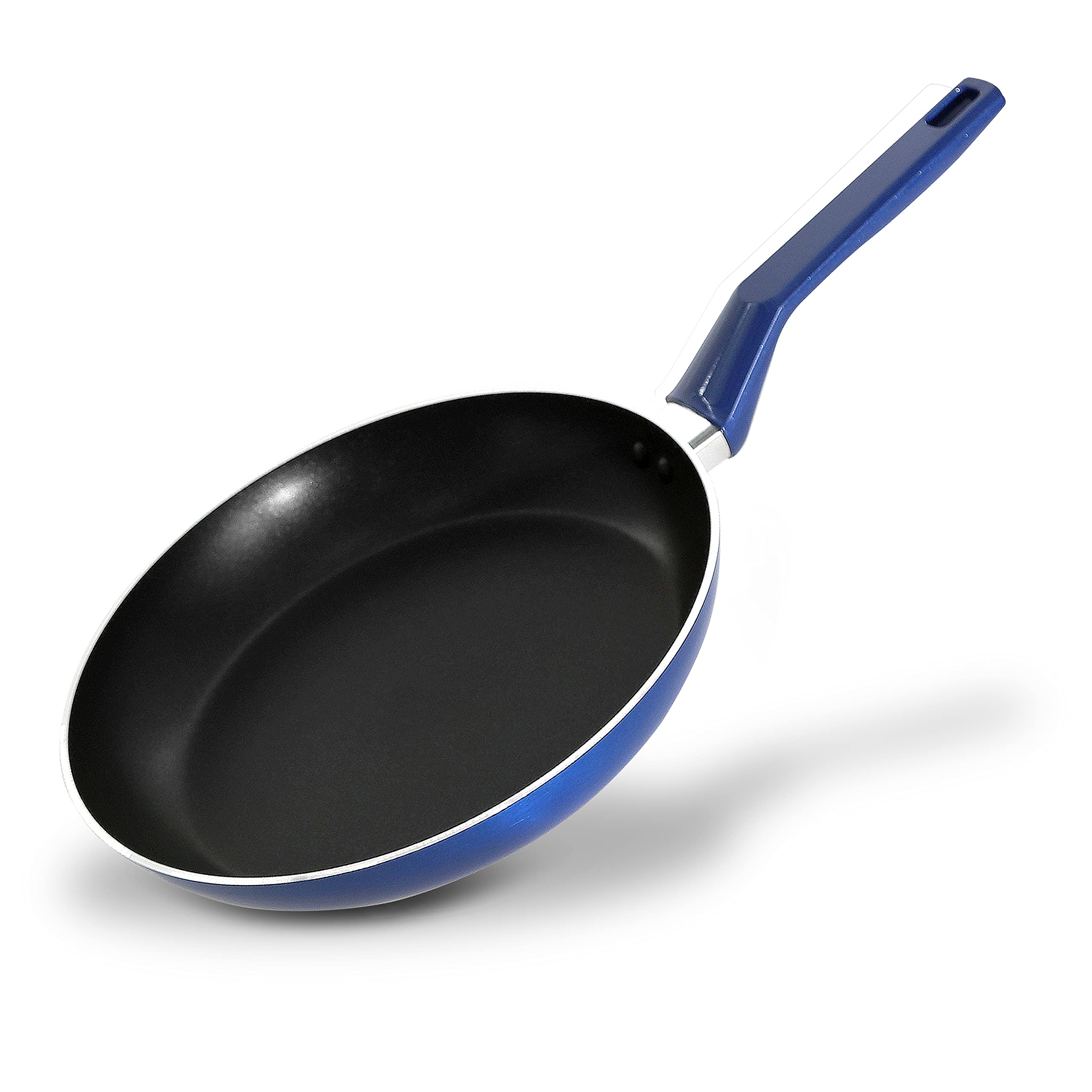 Nutrichef 10'' Large Open Fry Pan - Non-Stick High-Qualified Kitchen Cookware With Black Inside And Blue Outside (Works With Mod