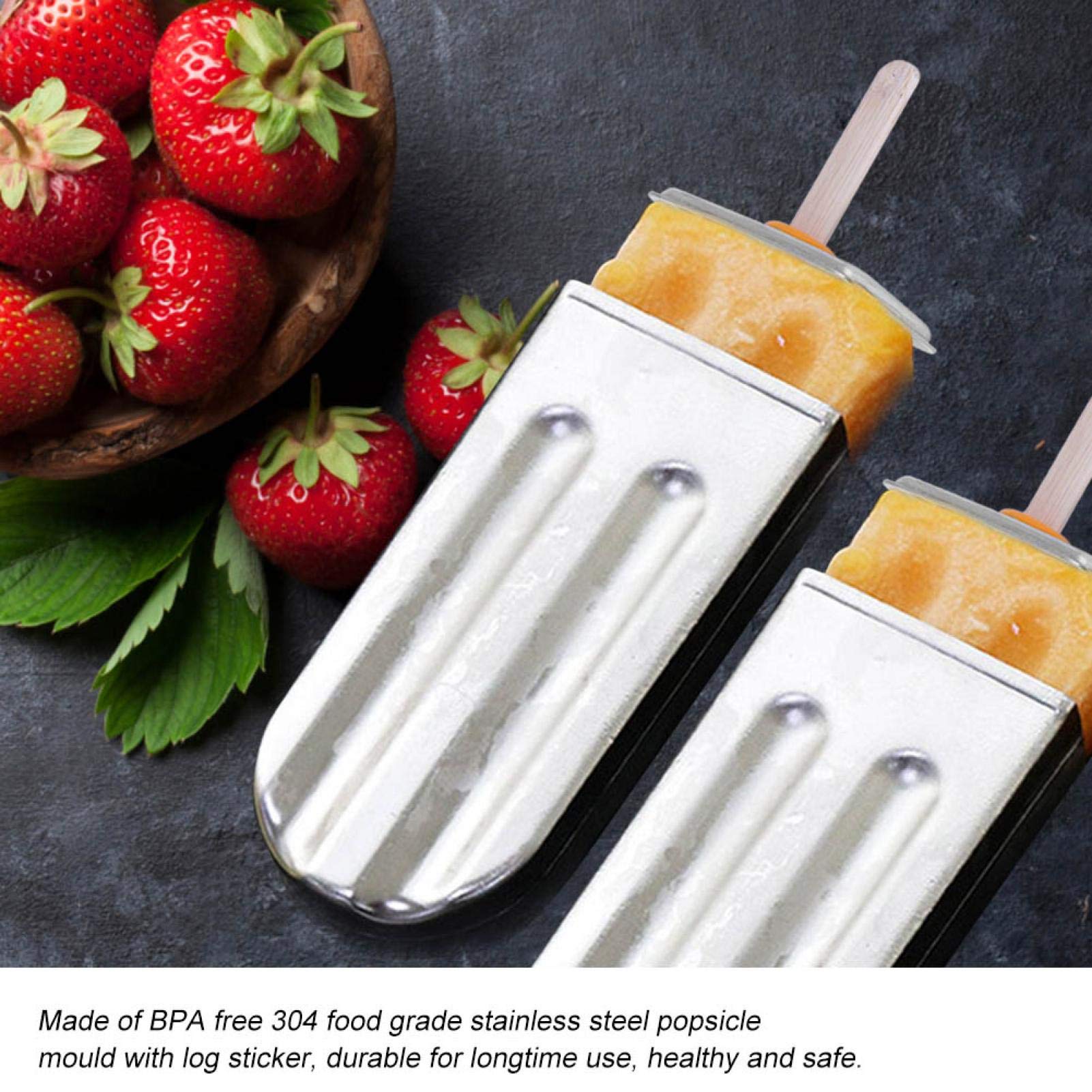 10Pcs Stainless Steel Popsicle With 100Pcs Popsicle Sticks Holder,Commercial Ice Ice Cream Maker (Round Head)