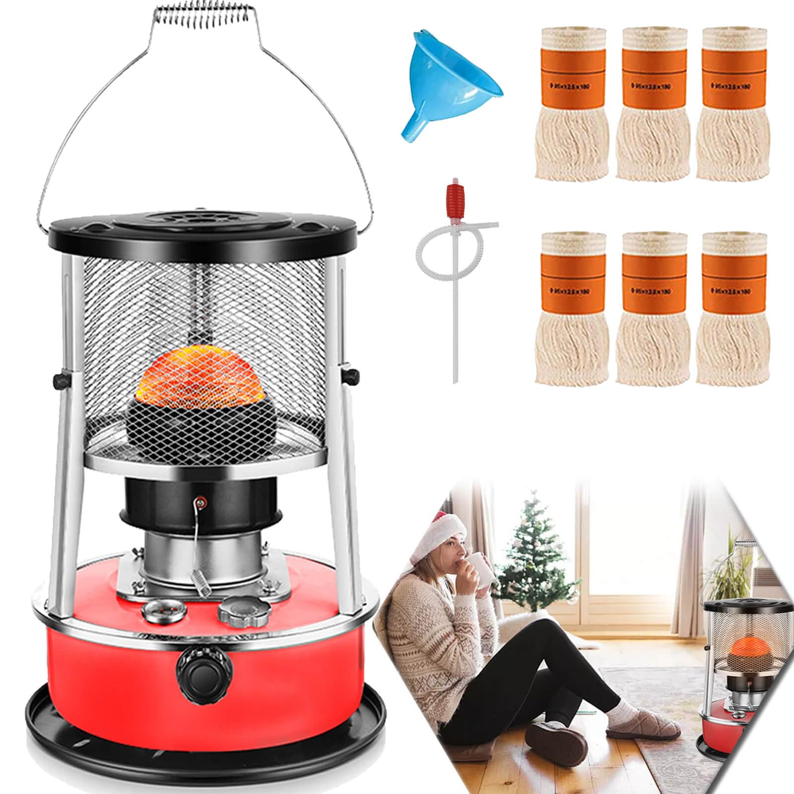 Kerosene Heater & Stove, Kerosene Heater for Indoor Use, 9000 BTU, Outdoor Camping Portable Kerosene Heater Camp Tent Heater for