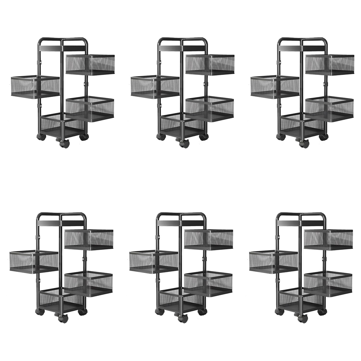 Kuber Industries 4Layer Kitchen Trolley | 360 Rotating Storage Rack | Square Storage Rack With Wheels | Fruit And Vegetable Sto