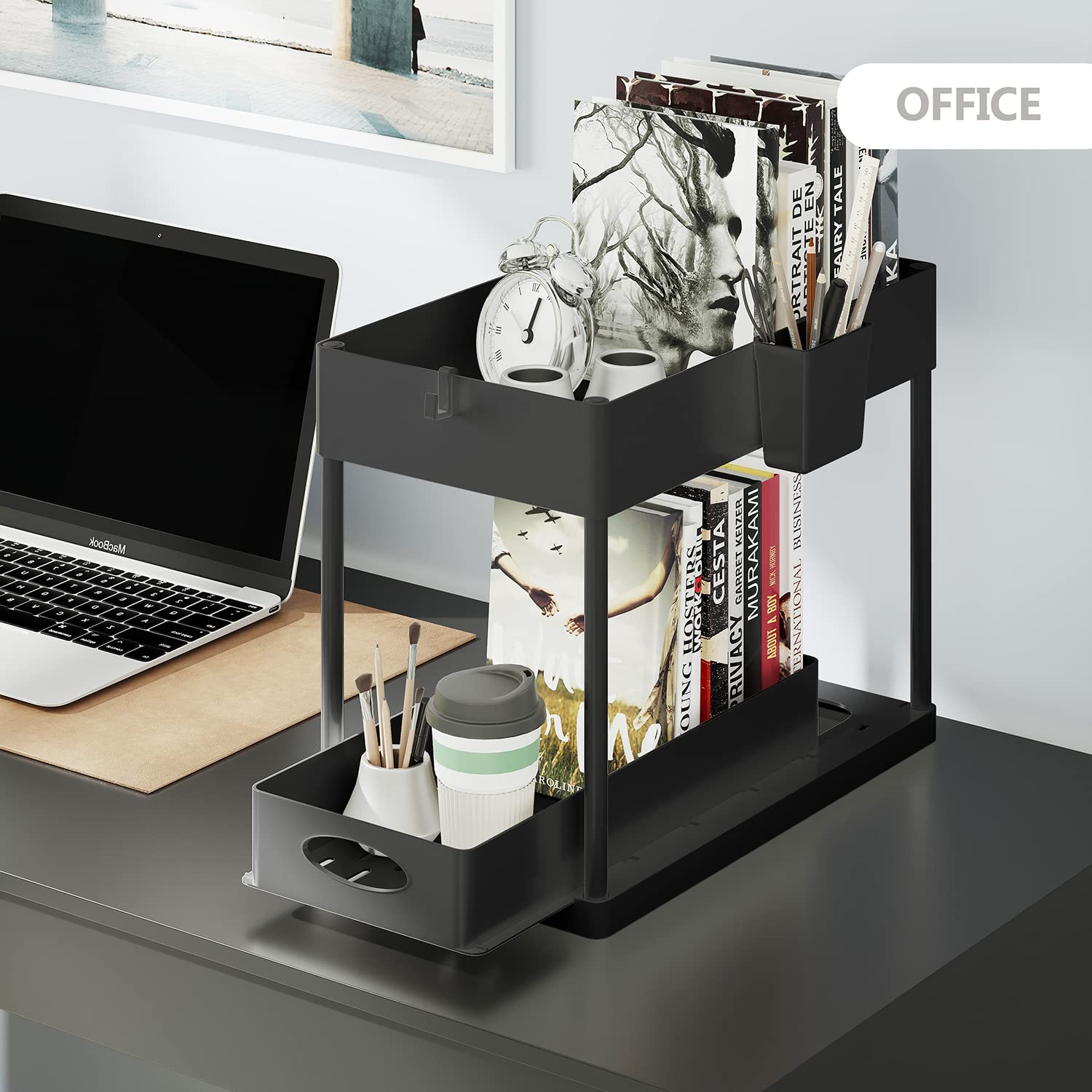 Under Sink Organizers And Storage, Bathroom Cabinet Organizer, Sink Shelf With Utility Hooks And Side Caddy For Under Cabinet St
