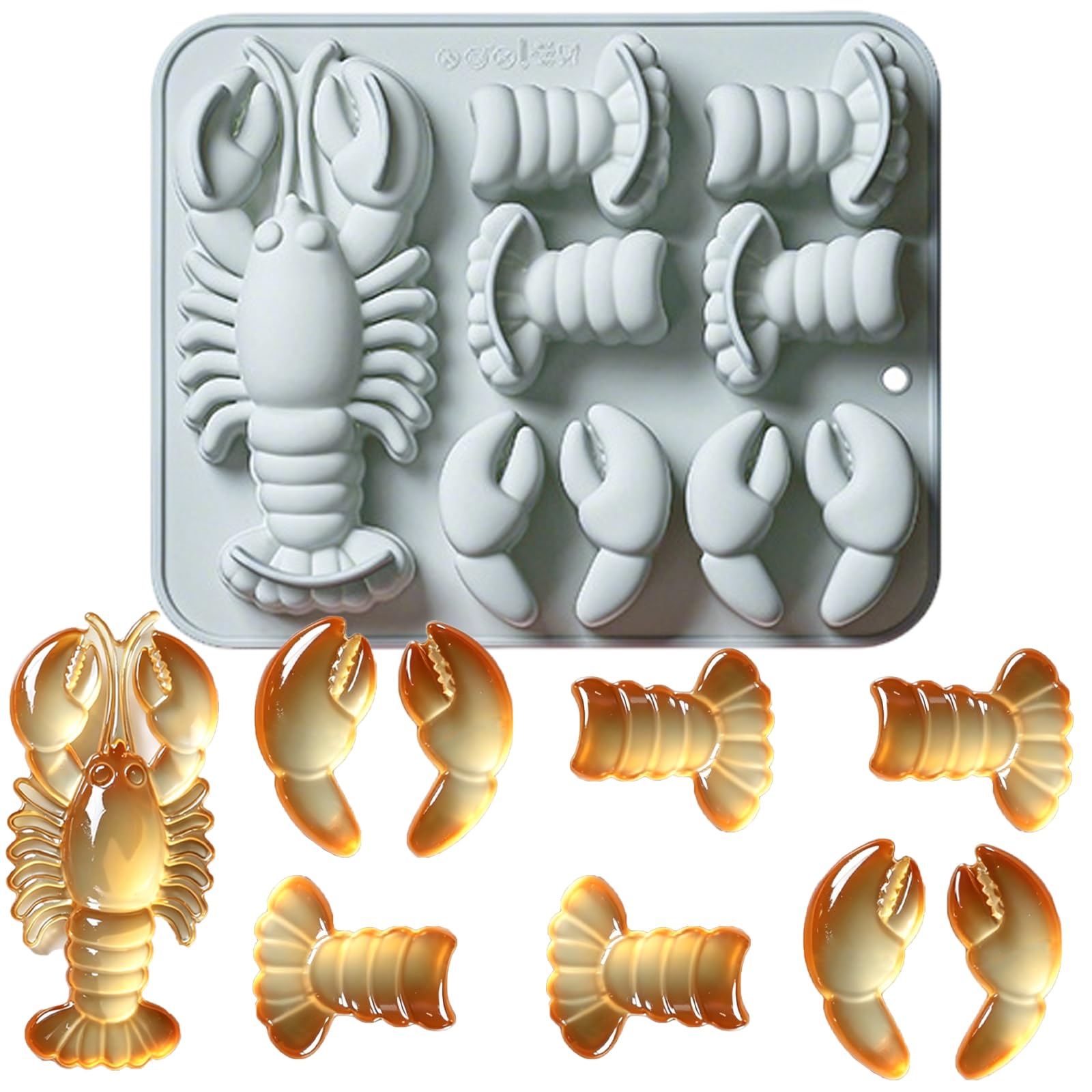 9Cavity Silicone Lobster Molds with Full Lobster, Claws and Tails