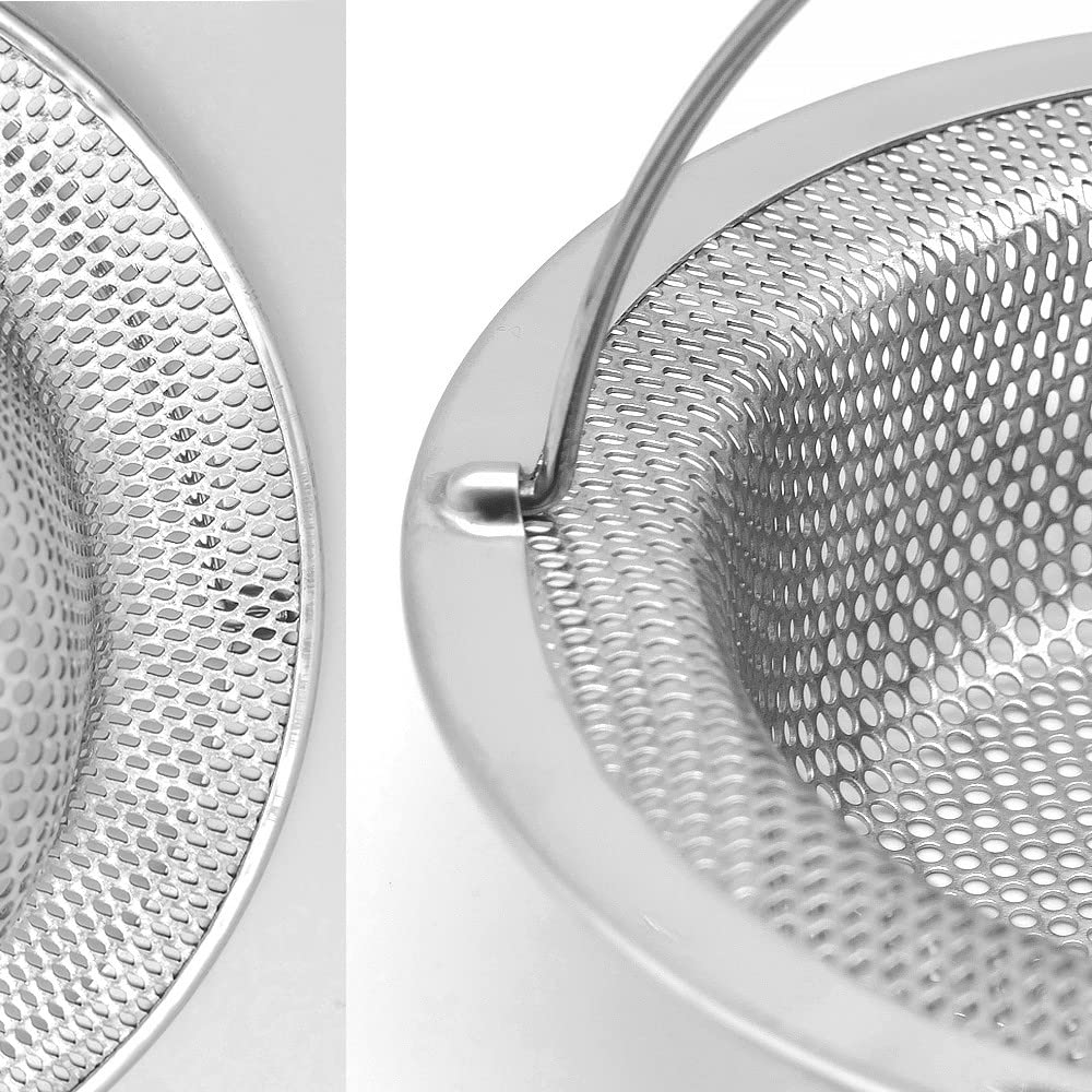 2 Pack Premium 304 Stainless Steel Kitchen Sink Strainer with Holes on the Sides  Kitchen Sink Drain Strainer with Handle  Sink Strainer Basket with Wide Rim 4.33? Sink Stopper